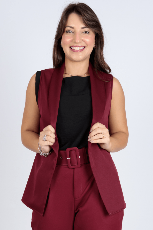 Colete Detalhe Gola Longo Vitoria Marsala - imporium