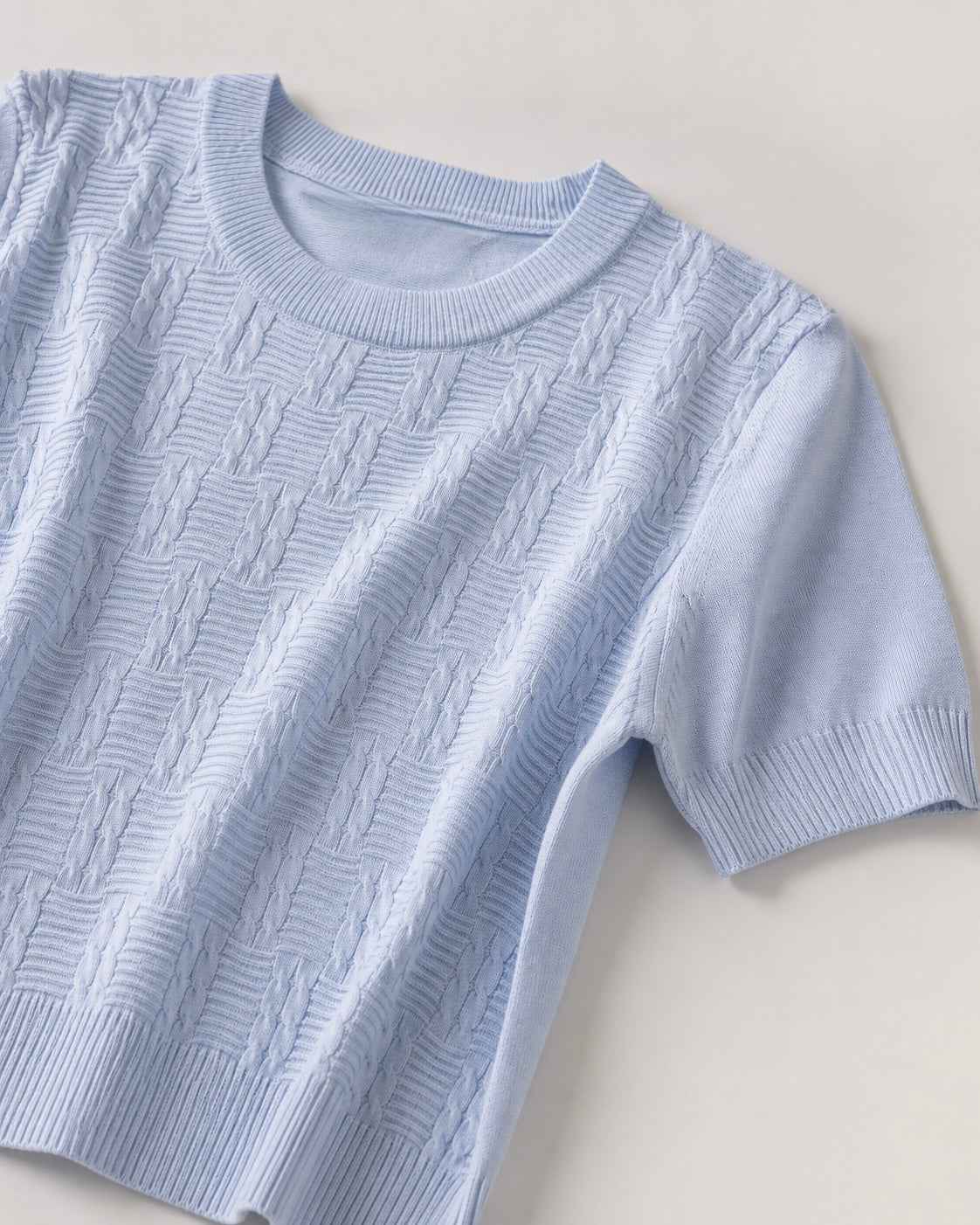 Blusa Manga Curta em Modal Texturizado Ariana Azul - adicional 3