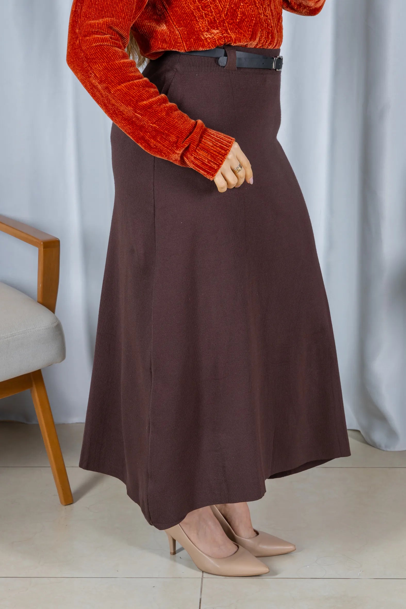 Saia Midi em Modal Confortável Matilda Marrom