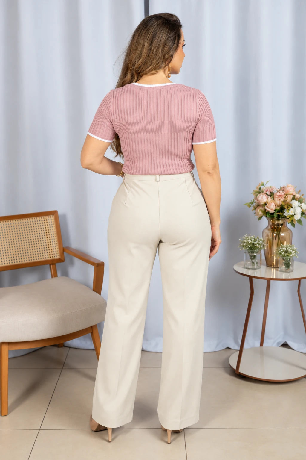 Blusa que Estica Detalhes Contrastantes Alessia Rosa - adicional 3