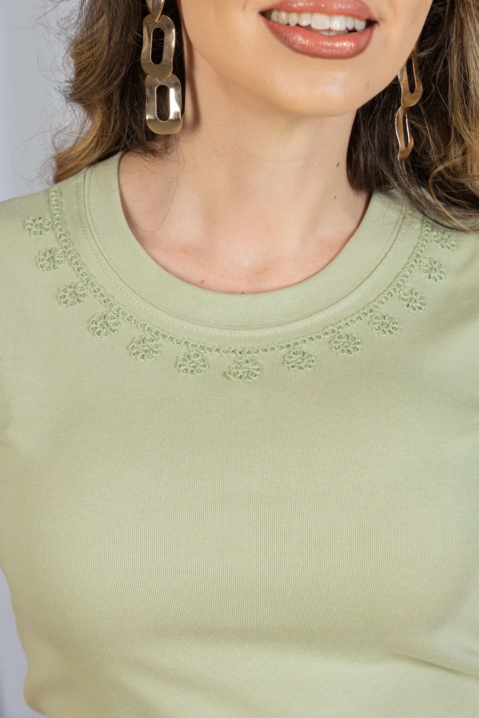 Blusa Confortável em Cotton Lycra com Manga Vazada Paula Verde - adicional 6