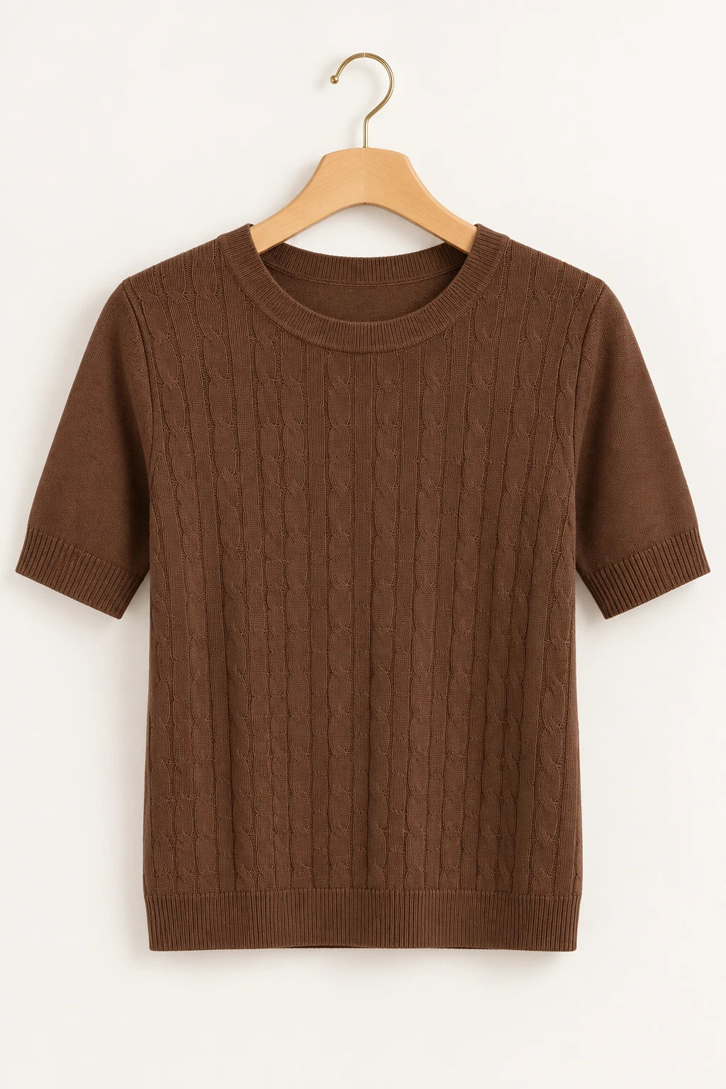 Blusa Manga Curta em Modal Canelado Tatiane Marrom - adicional 1