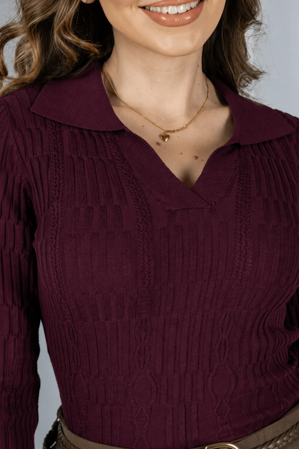 Tricot Modal Leve Decote V Stella Marsala