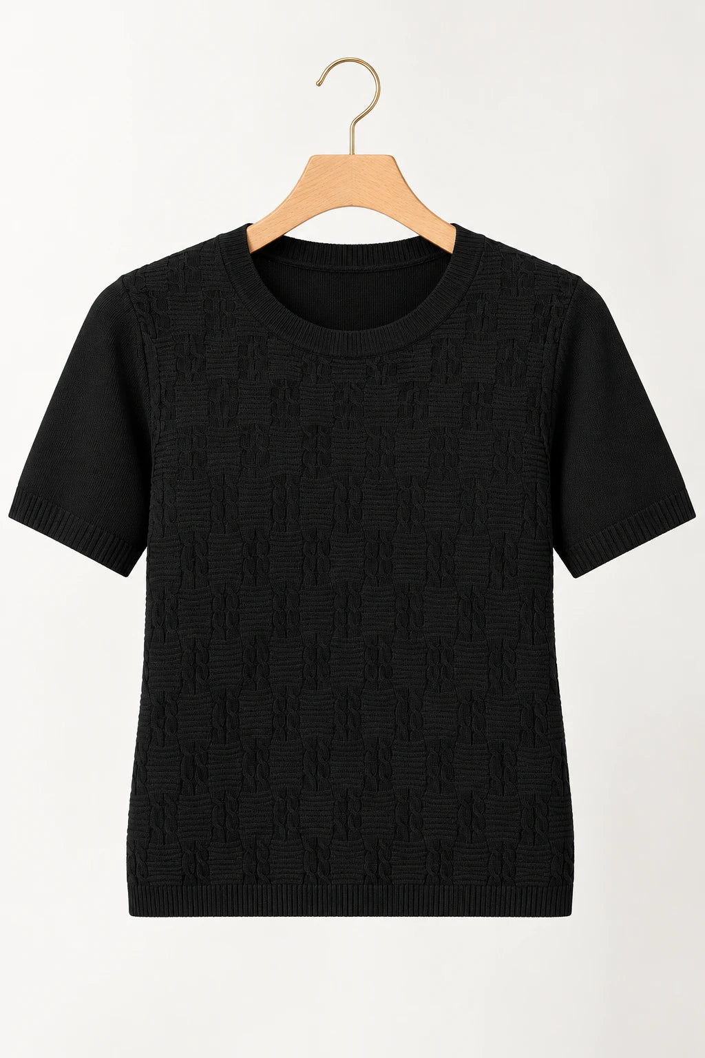 Blusa Manga Curta em Modal Texturizado Ariana Preta - tabela de medidas