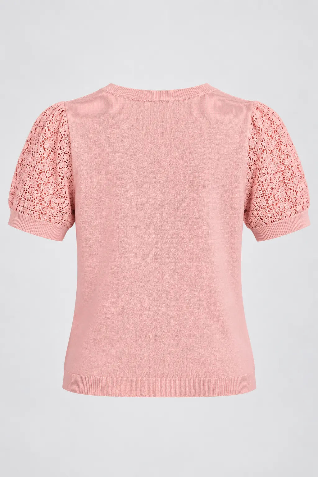 Blusa Manga Curta Modal Renda Efeito Crochê Jordana Rosa