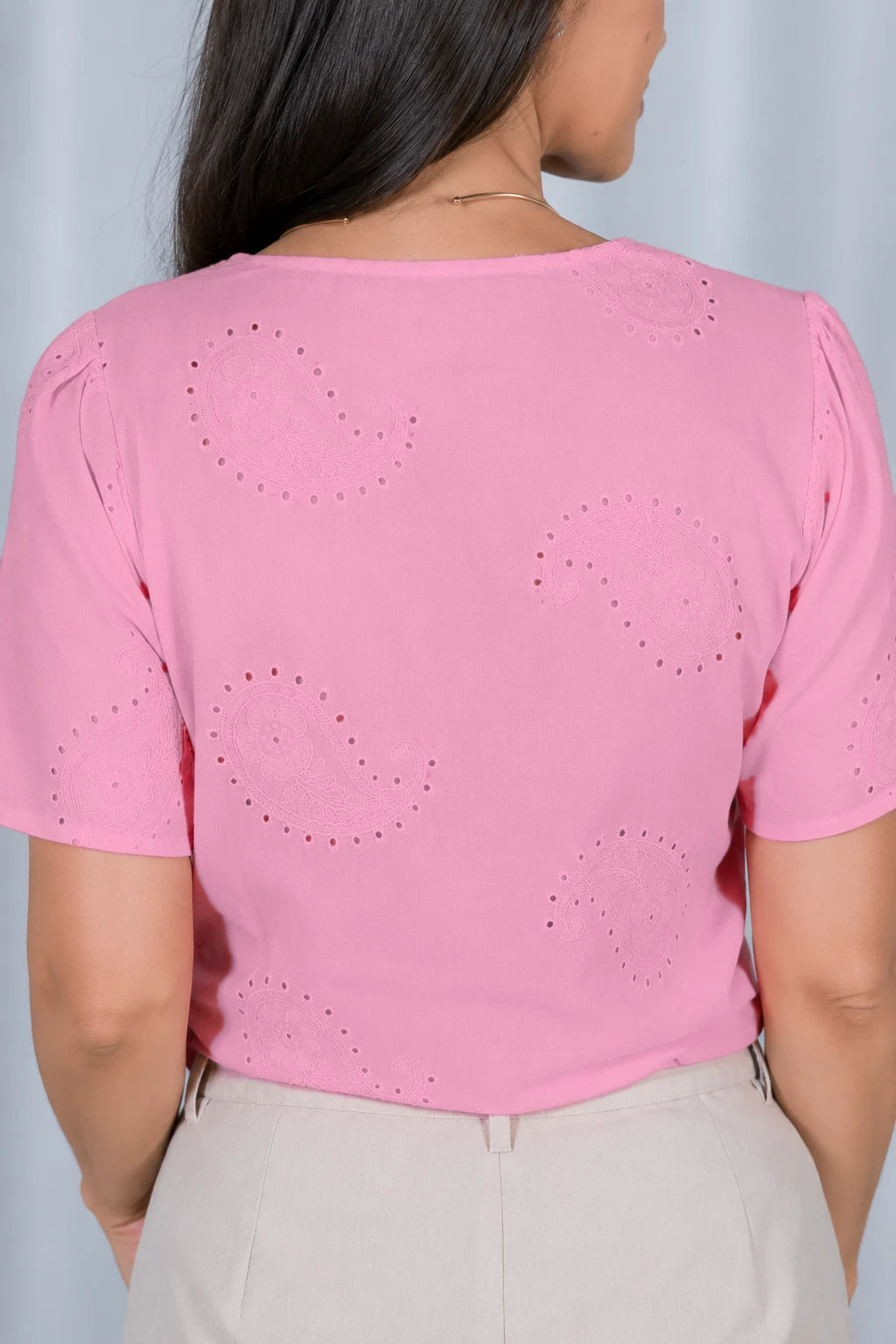 Blusa Laise com Decote V Emanuelle Rosa - variação adicional