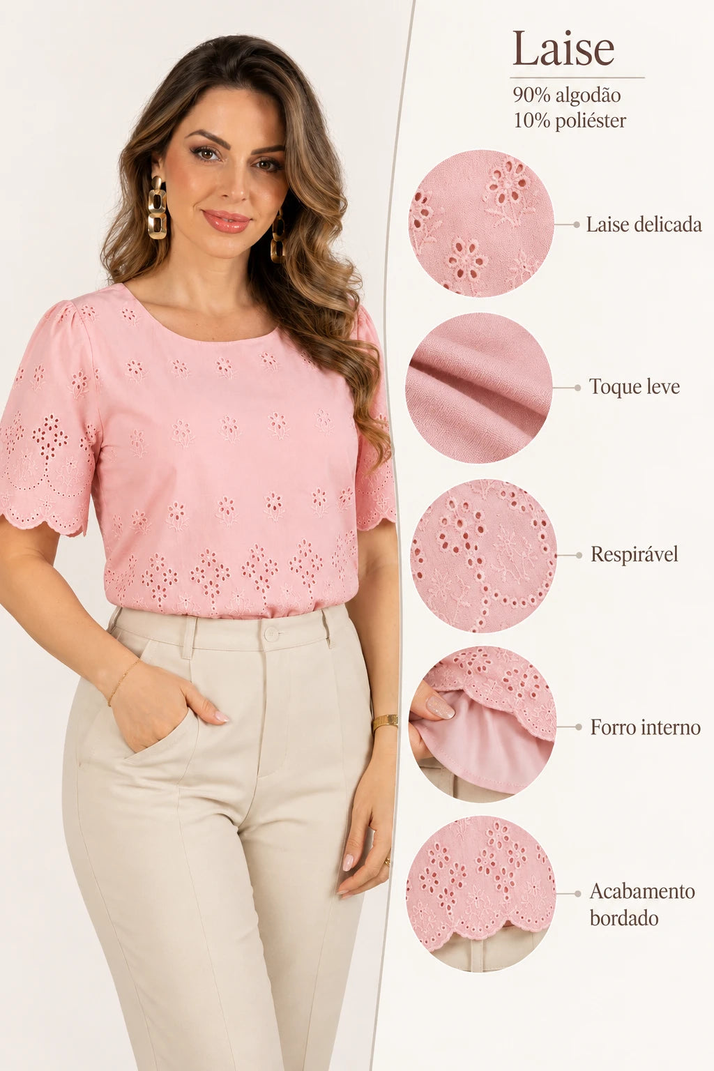 Blusa em Laise Leve e Delicada Clarissa Rosa - benefícios