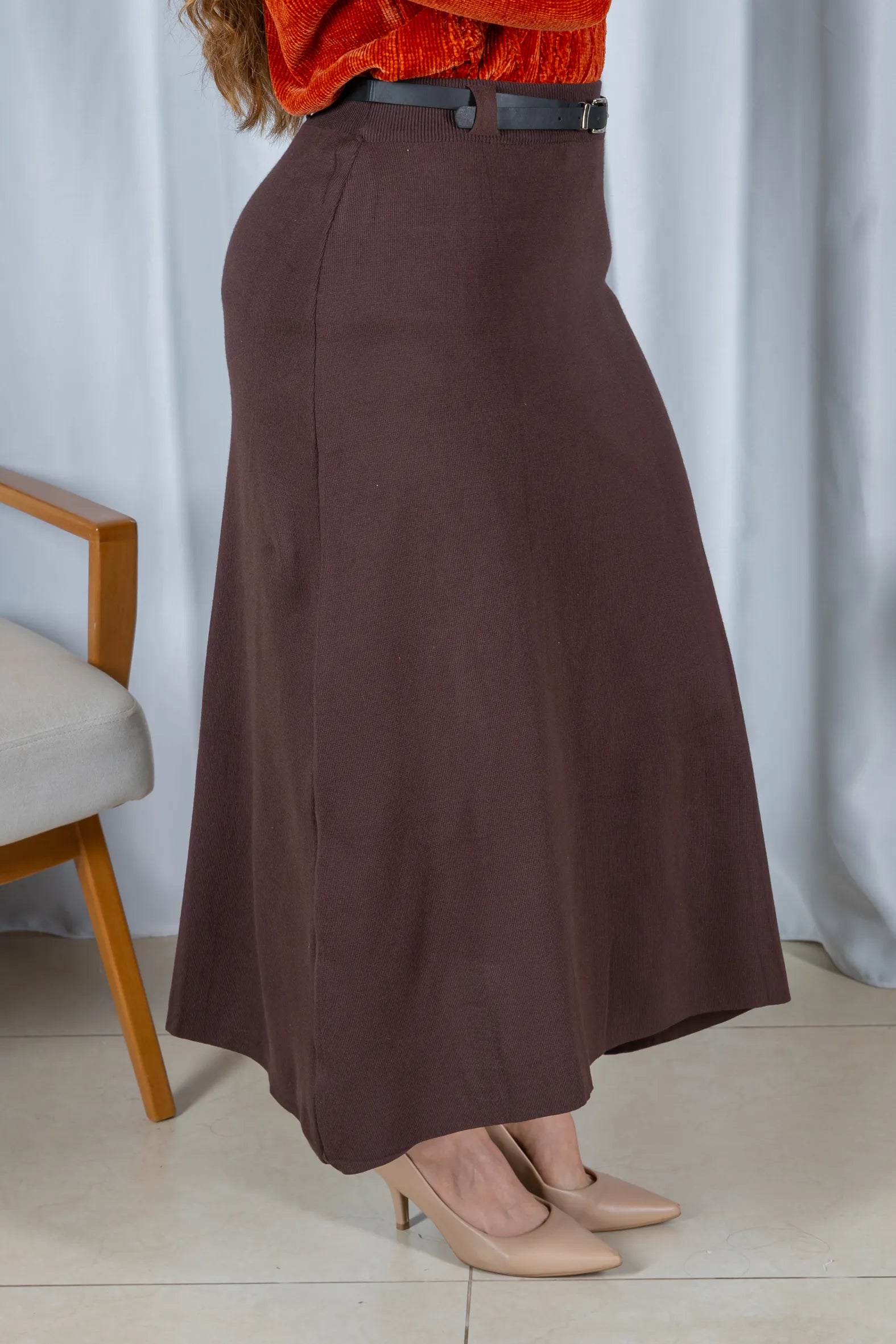 Saia Midi em Modal Confortável Matilda Marrom