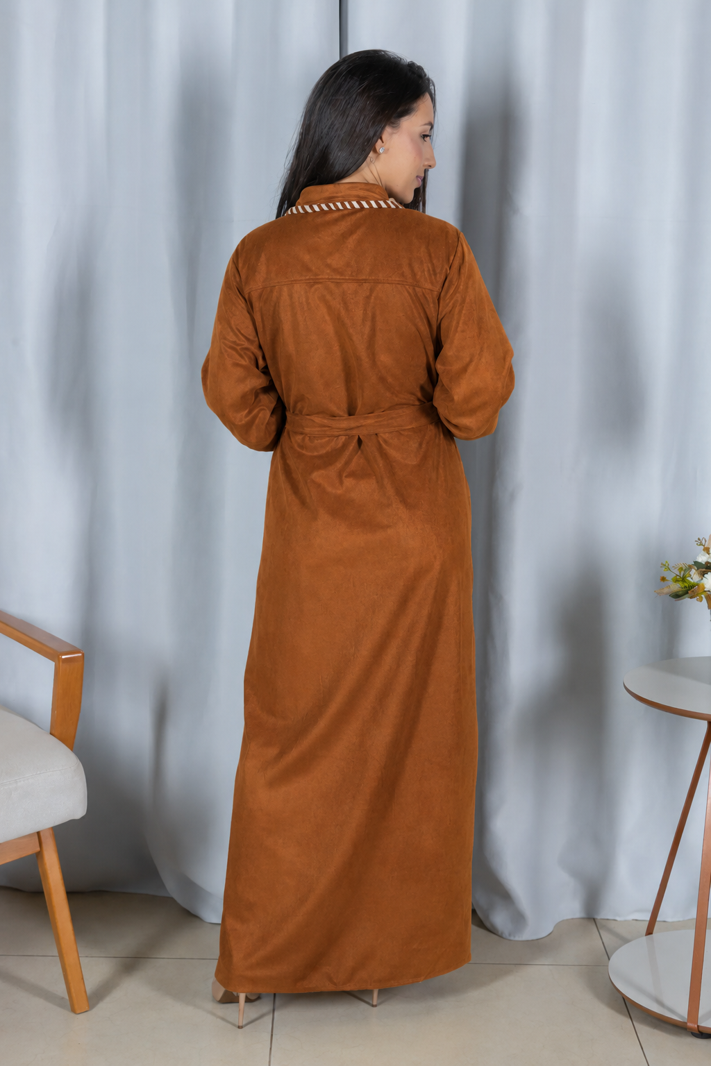Chemise Suede Pesponto Sofisticado Luna Caramelo - variação adicional 3