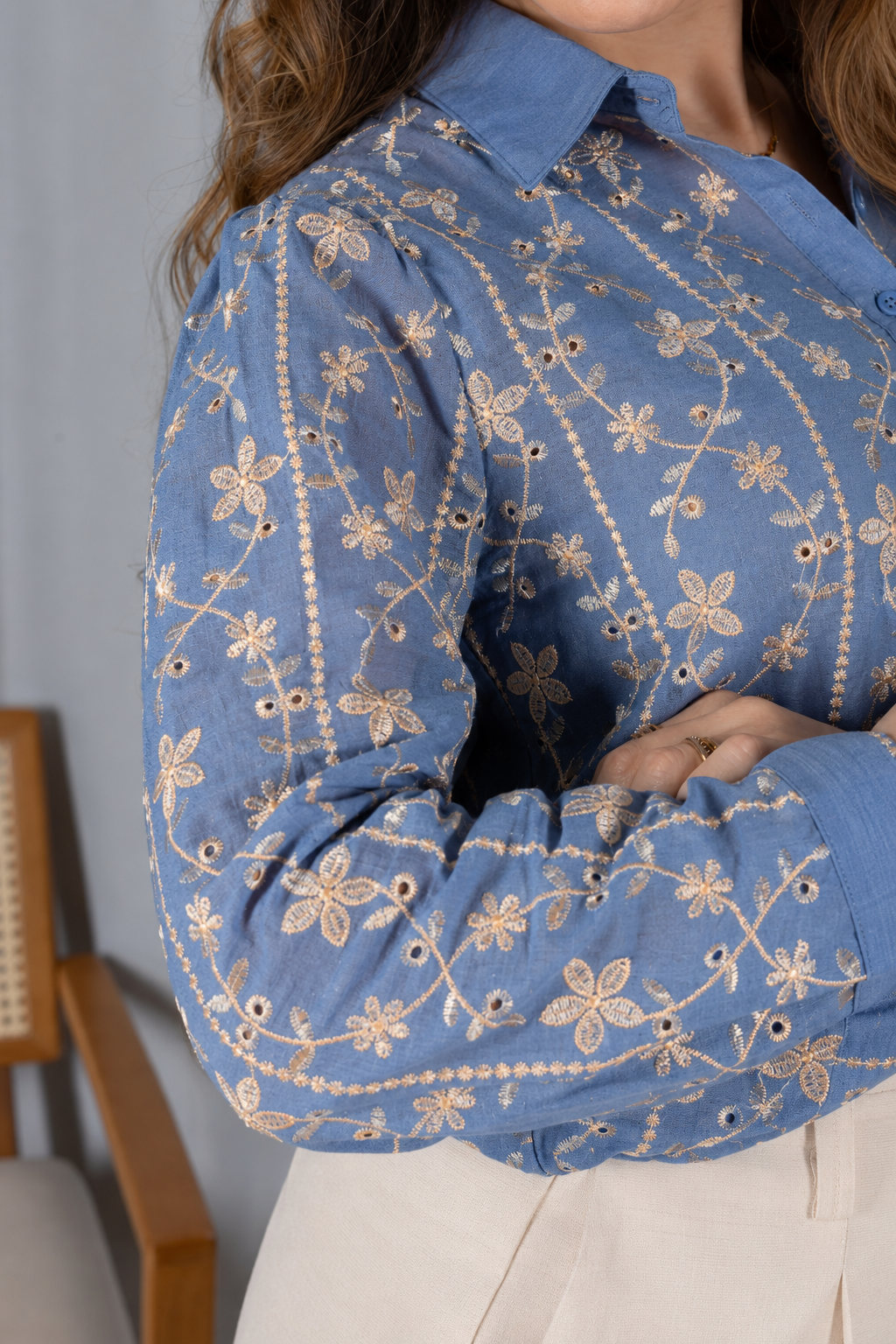 Camisa Laise Atemporal Maitê Azul