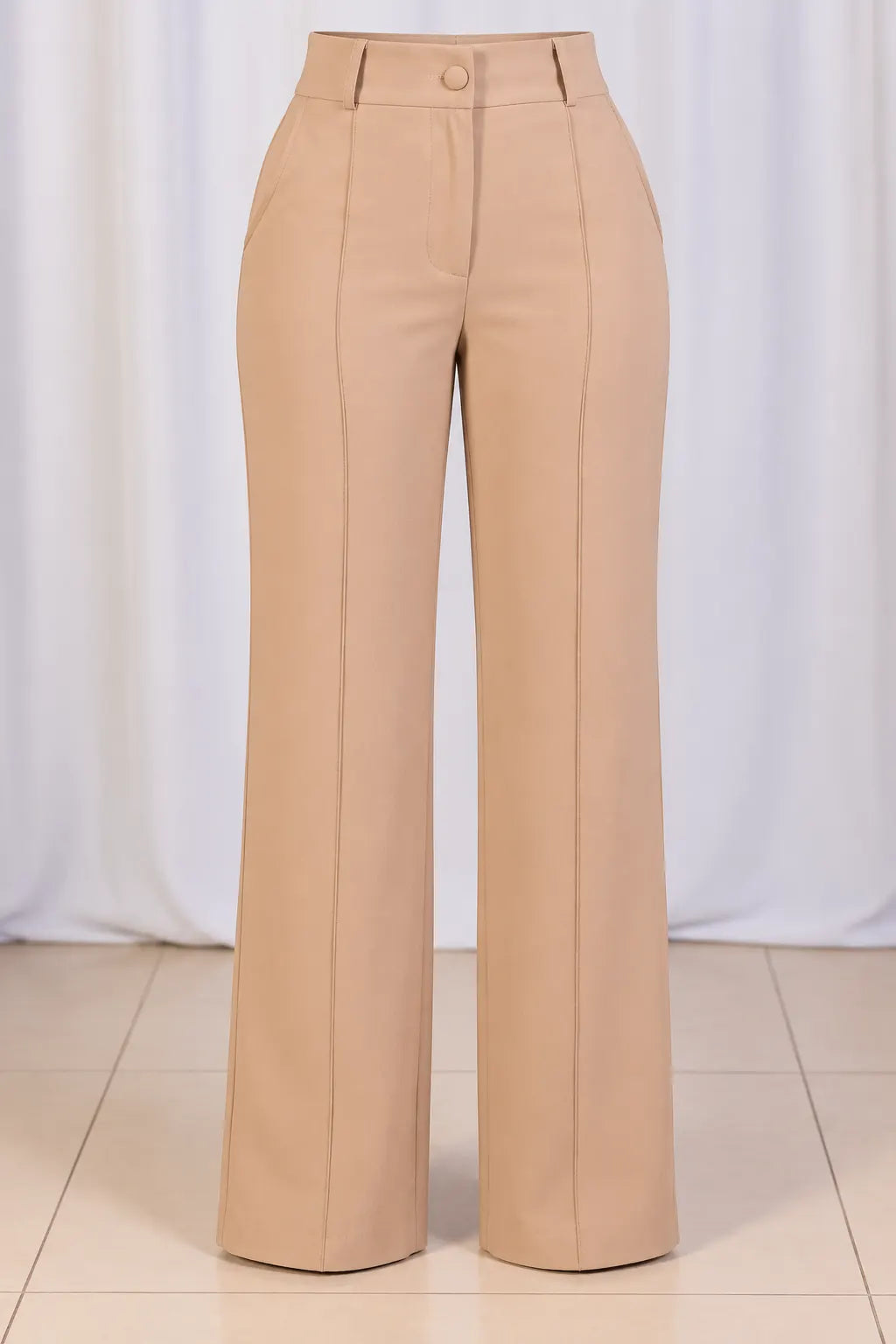 Calça Corte Reto em Crepe Confort Juliane Bege