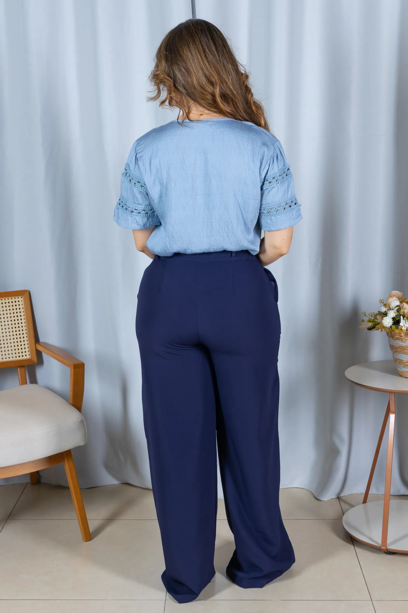Blusa Cotton Air Decote "V" Lívia Azul
