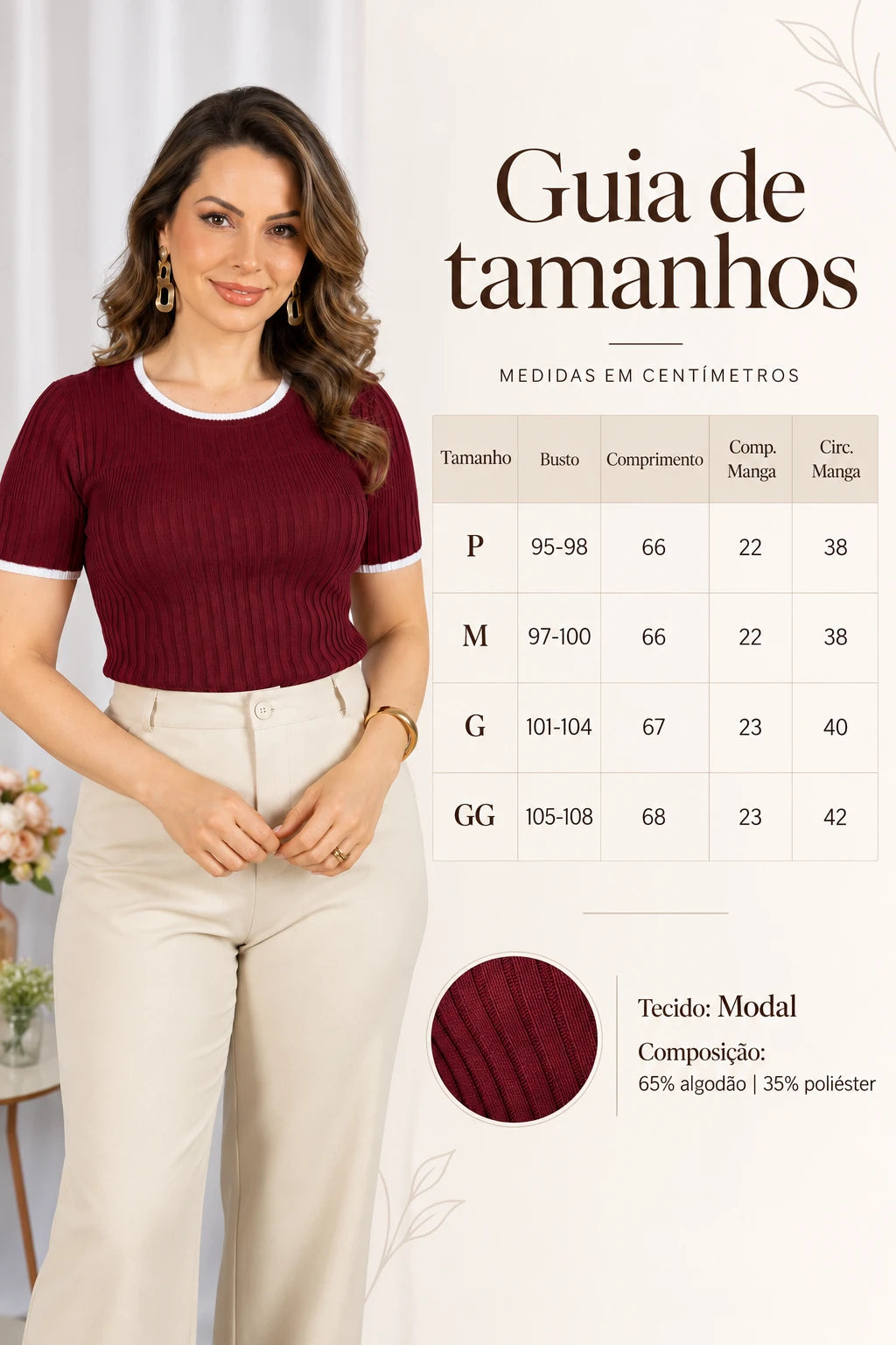 Blusa que Estica Detalhes Contrastantes Alessia Marsala - costas