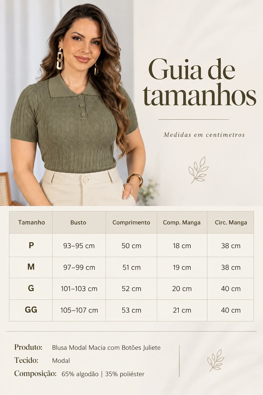 Blusa Modal Macia com Botões Juliete Verde - adicional 1