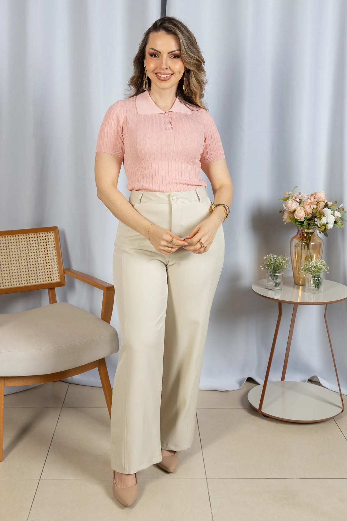 Blusa Modal Macia com Botões Juliete Rosa - adicional 1