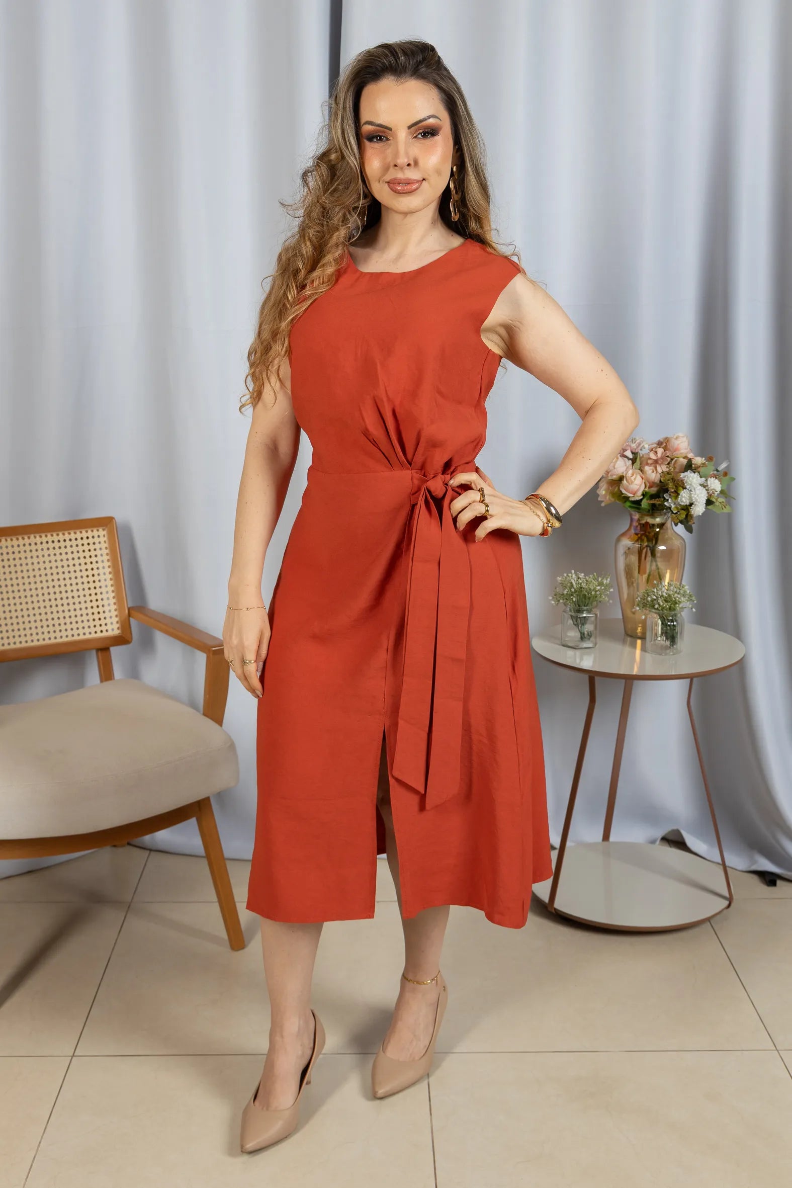 Vestido Leve em Visco Urban Cássia Terracota - adicional 1