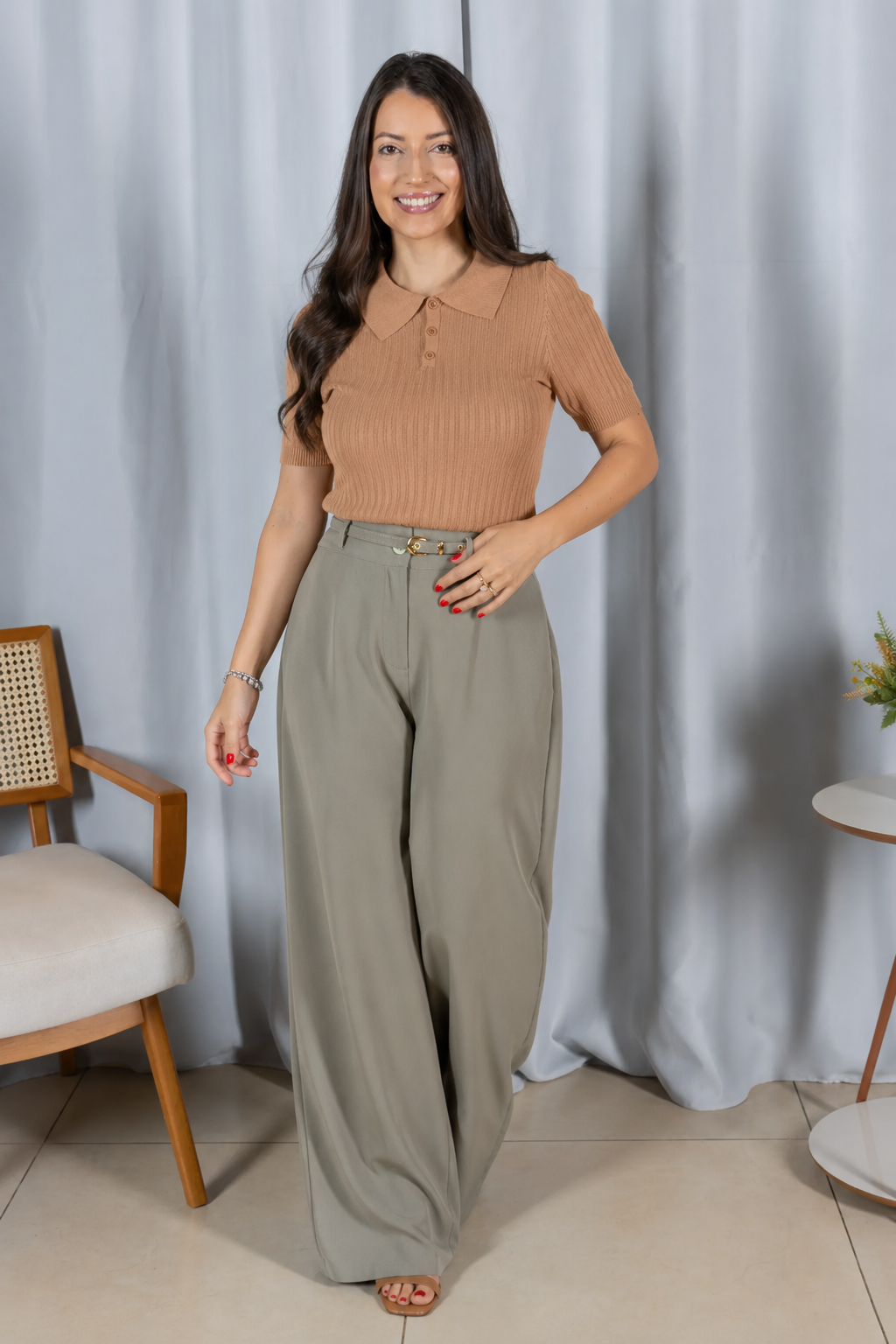 Blusa Modal Macia com Botões Julieta Bege