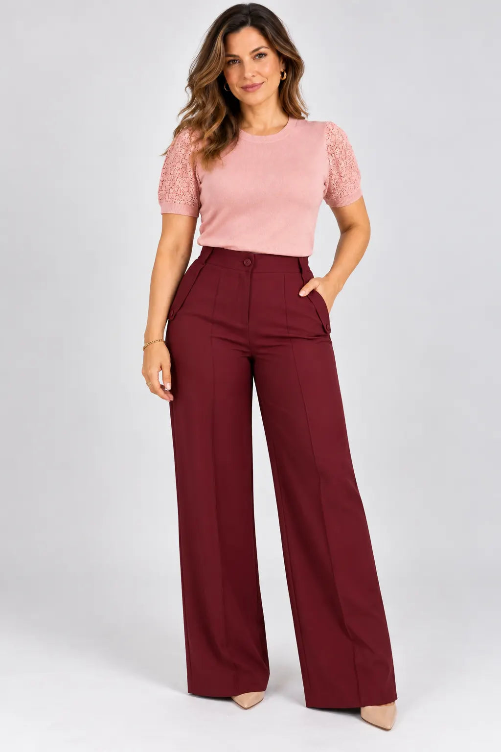 Blusa Manga Curta Modal Renda Efeito Crochê Jordana Rosa