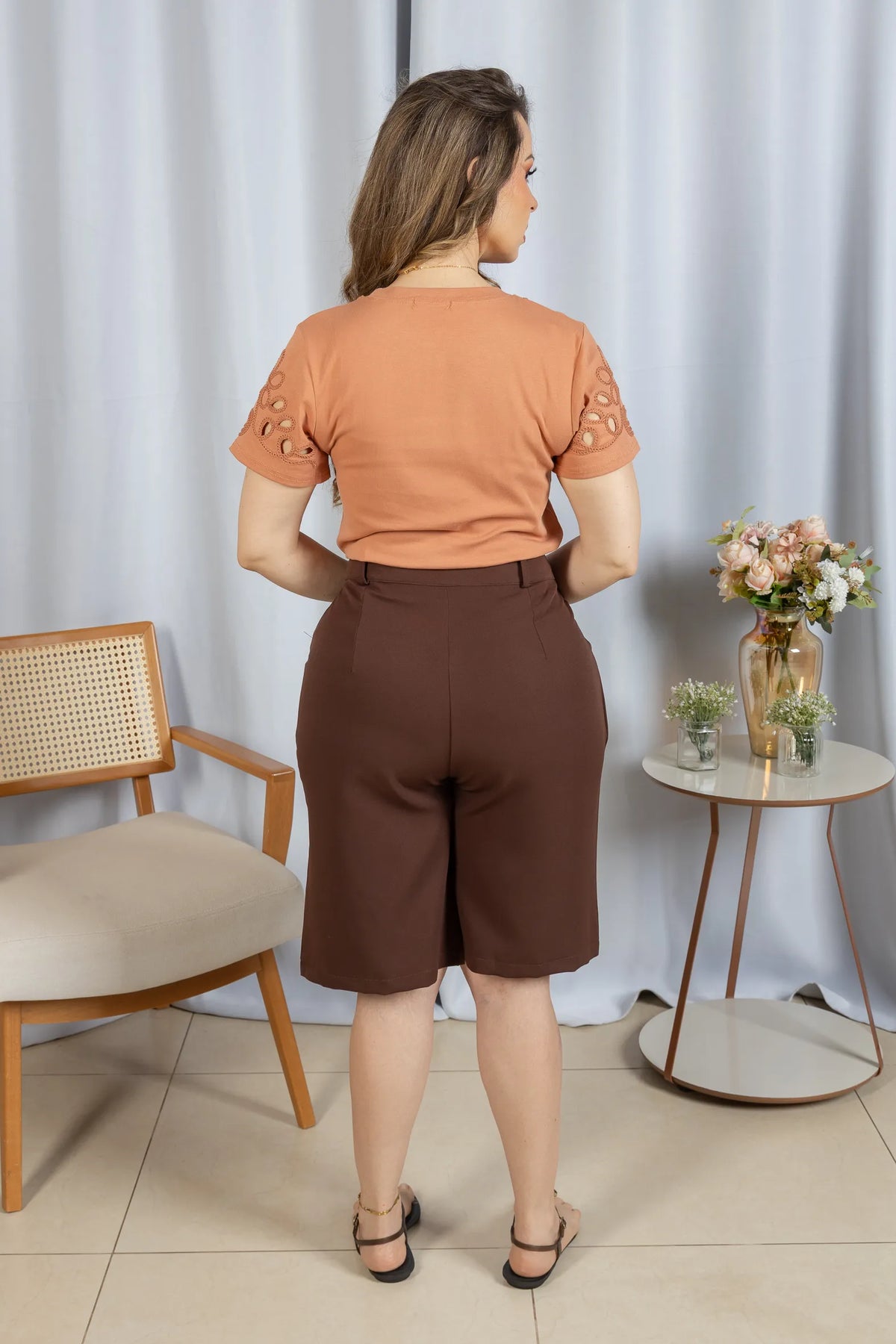 Blusa Confortável em Cotton Lycra com Manga Vazada Paula Rosê - adicional 9