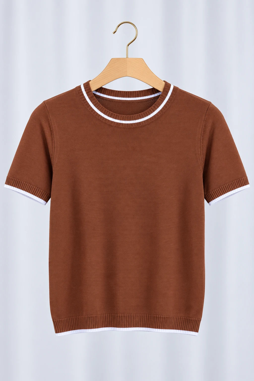 Blusa Confortável com Acabamento Contrastantes Janaína Marrom - tabela de medidas