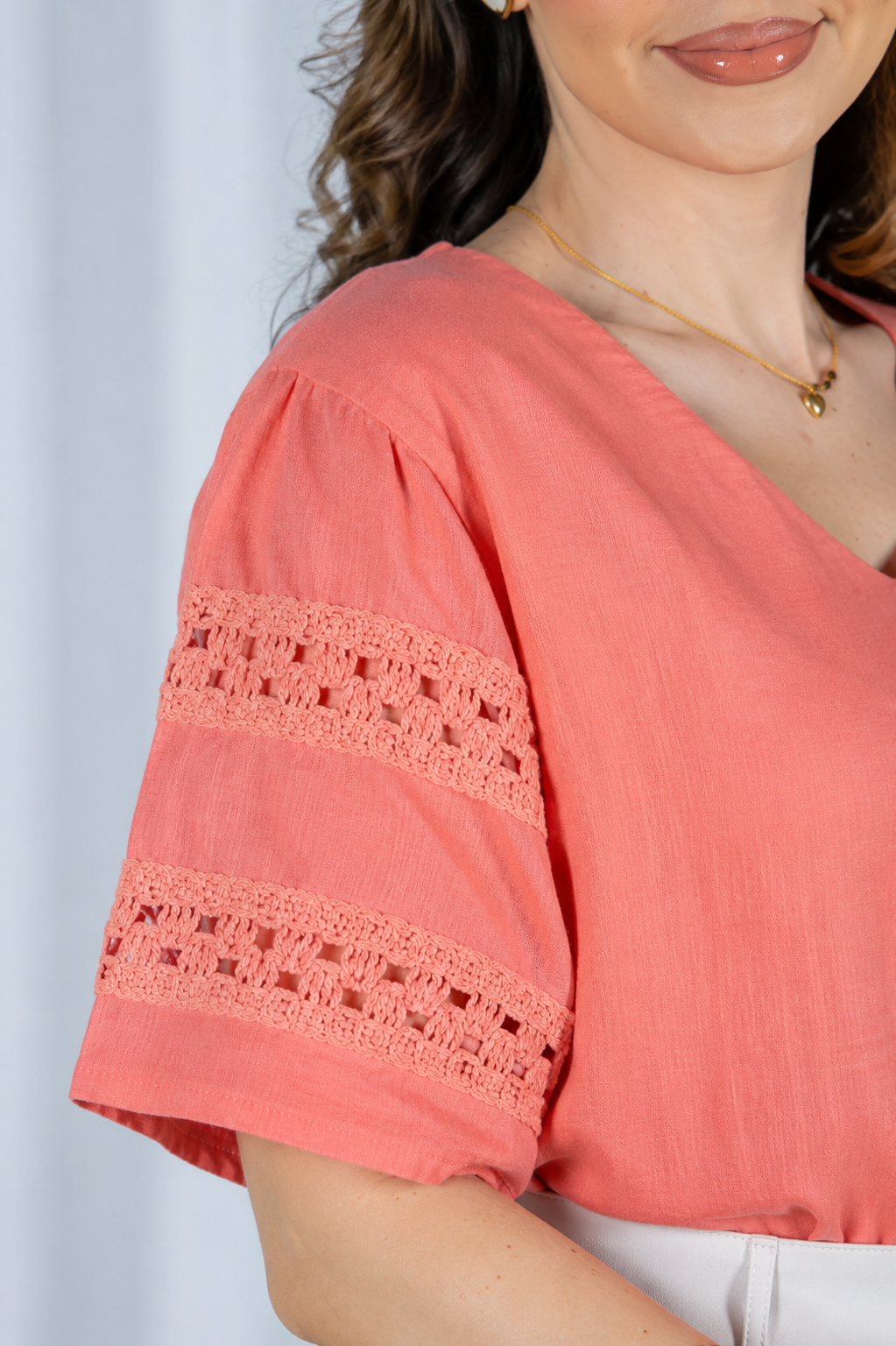 Blusa Cotton Air Decote "V" Lívia Rosa