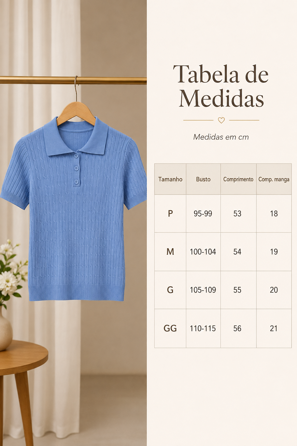 Blusa Modal Macia com Botões Juliete Azul - adicional 4