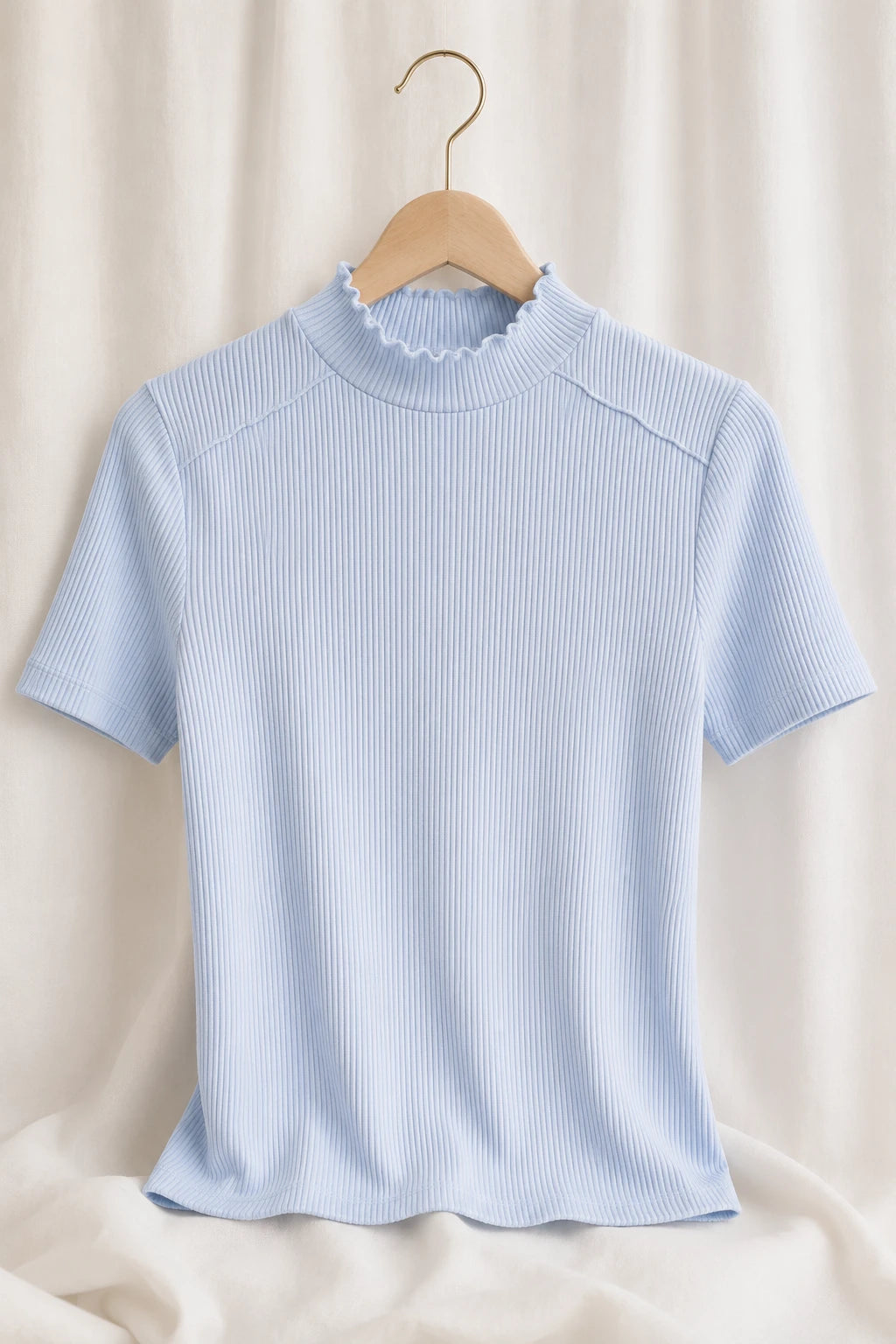 Blusa Malha Canelada que Estica Emília Azul