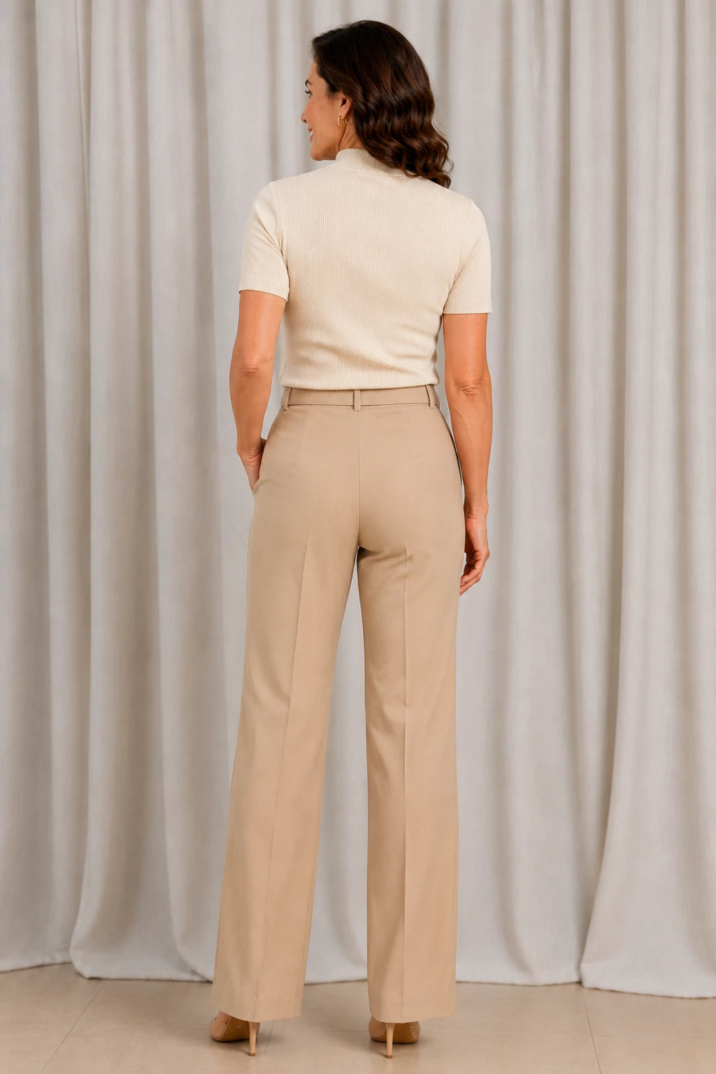 Blusa Malha Canelada que Estica Emília Creme
