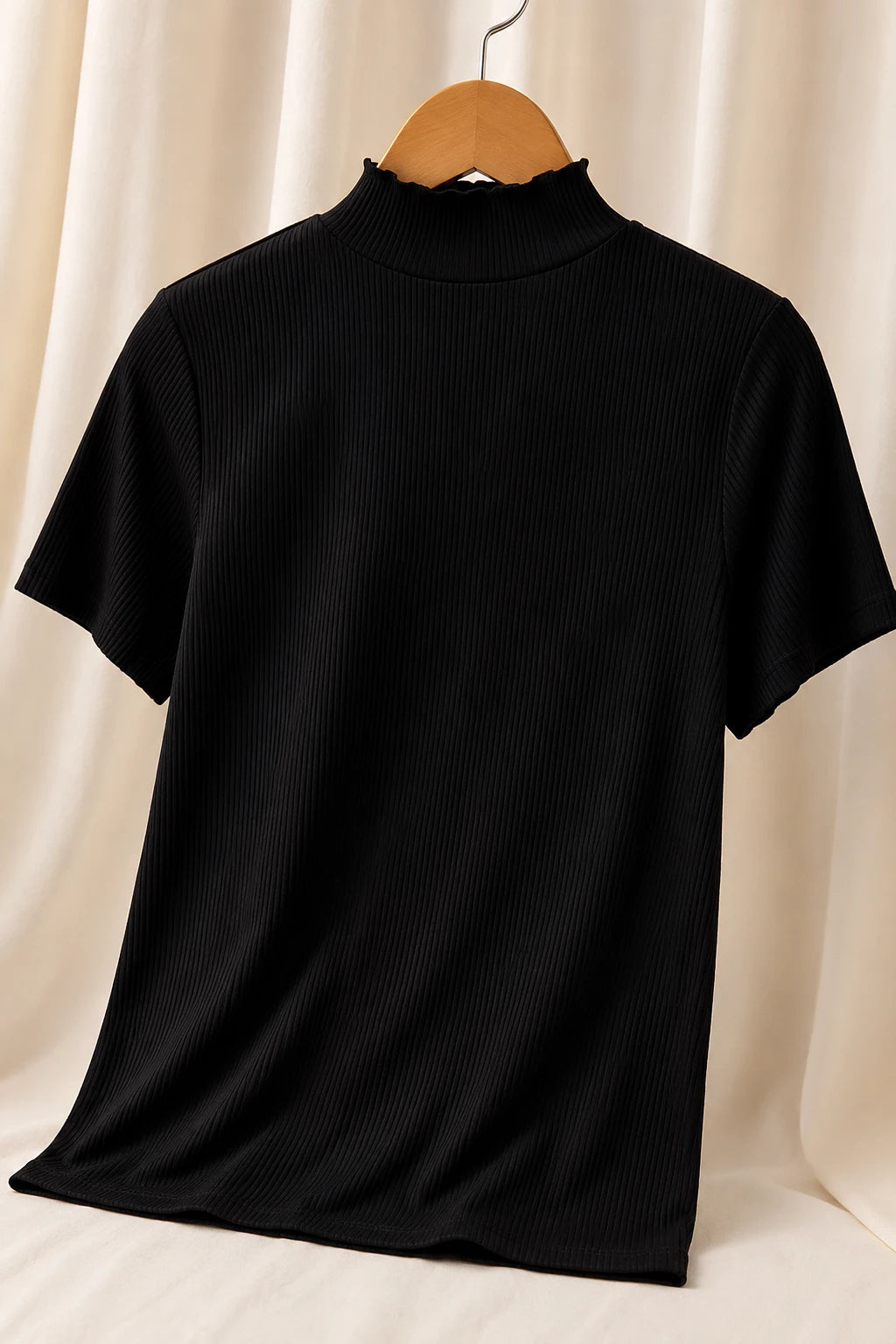 Blusa Malha Canelada que Estica Emília Preta