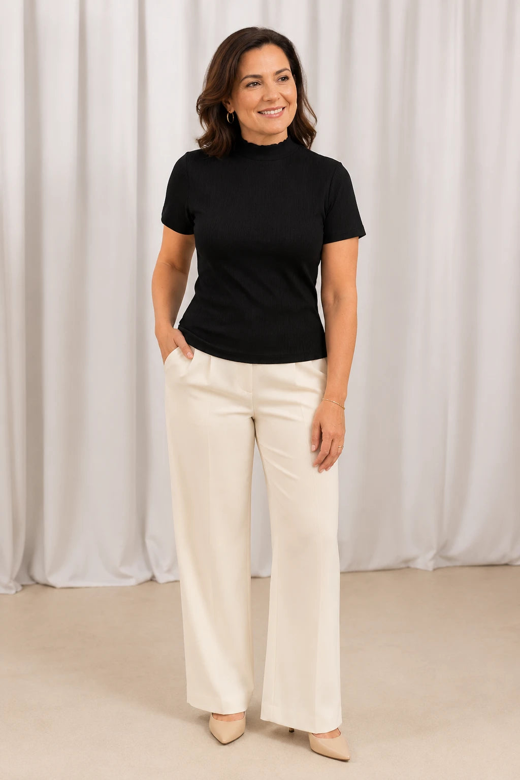 Blusa Malha Canelada que Estica Emília Preta