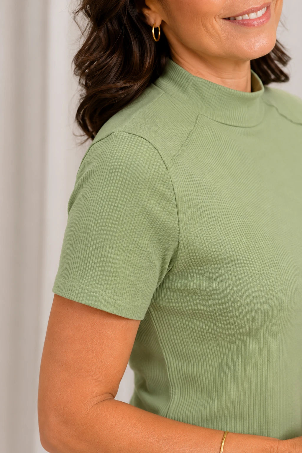 Blusa Malha Canelada que Estica Emília Verde