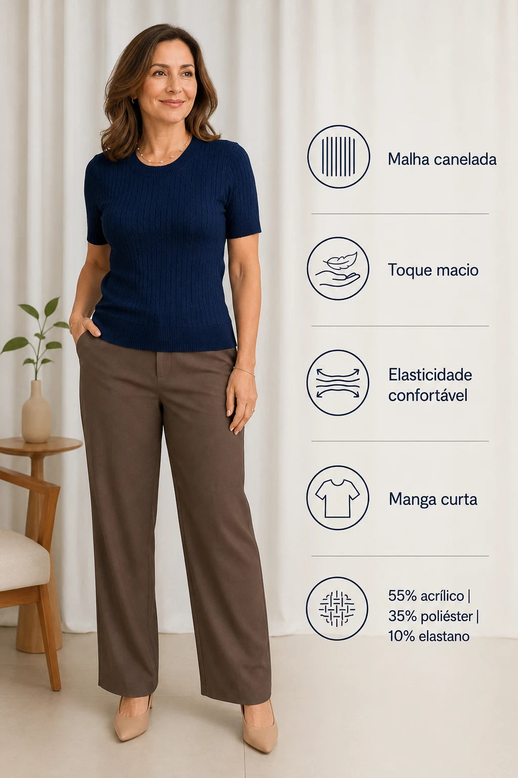 Blusa Modal Confortável Eva Azul