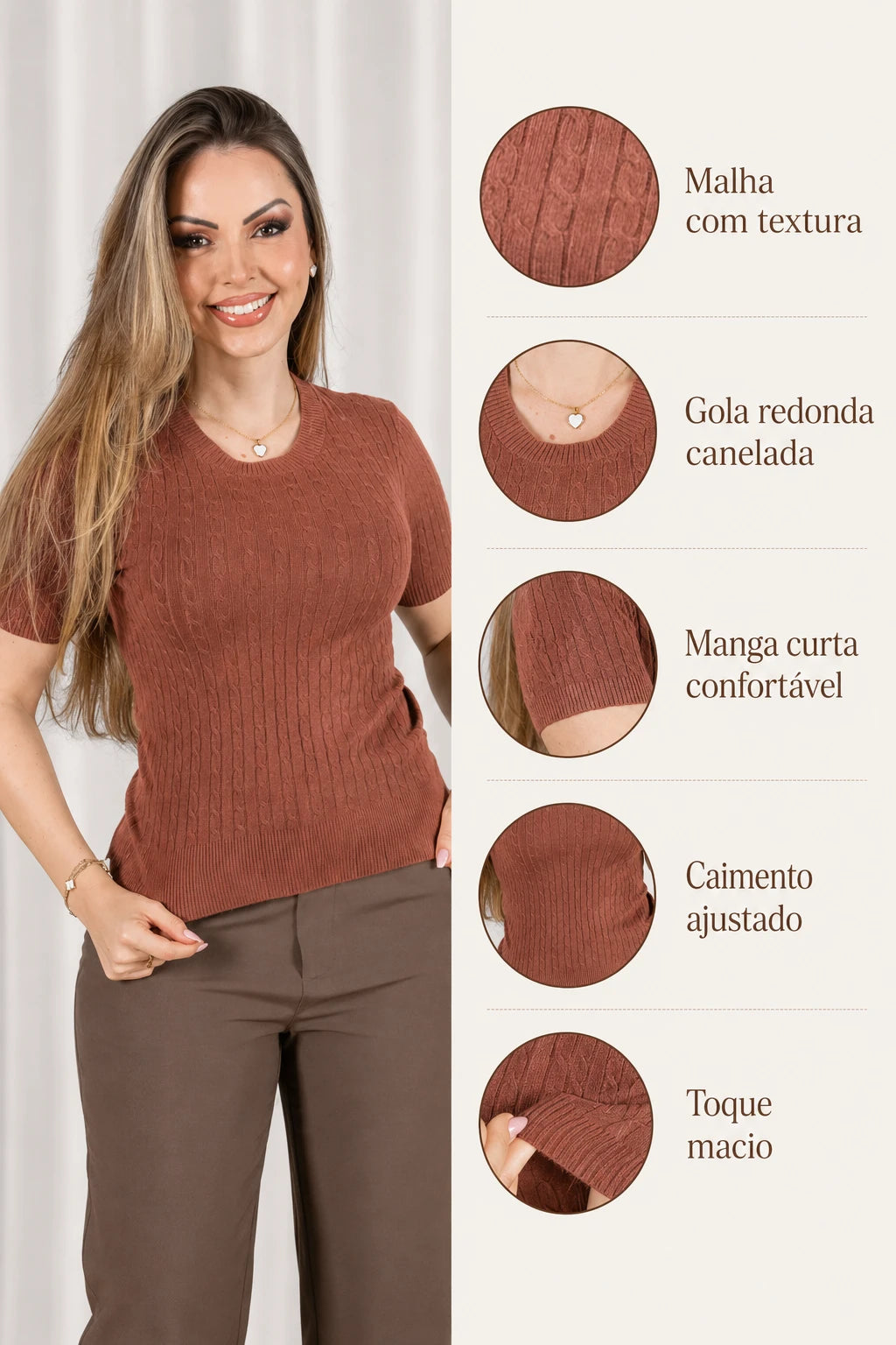 Blusa Modal Confortável Eva Marrom