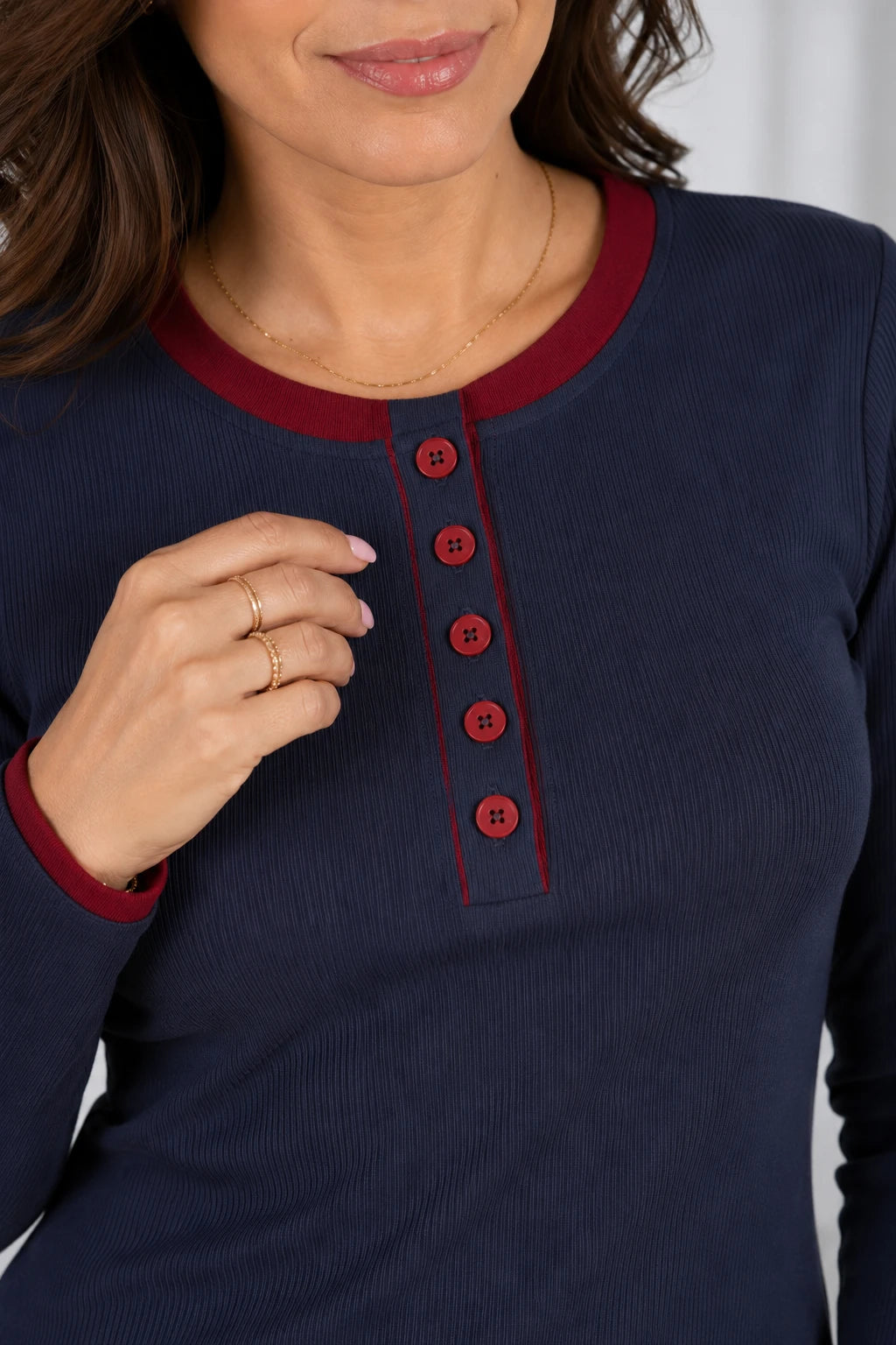 Blusa Cotton Lycra Confortável Helena Azul Marinho
