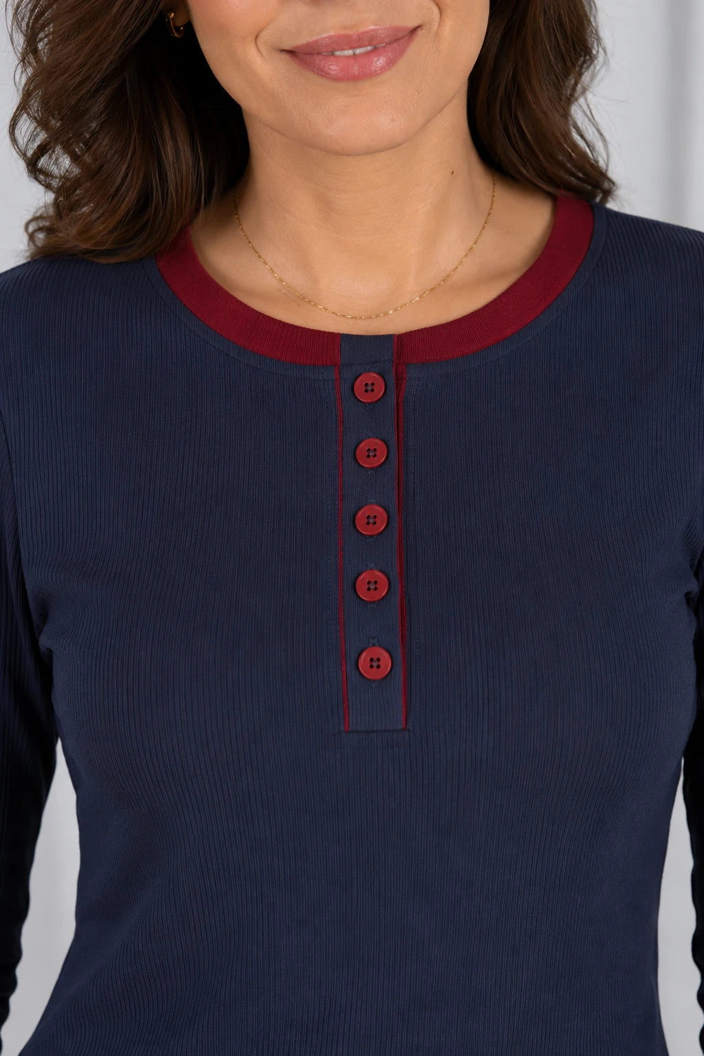 Blusa Cotton Lycra Confortável Helena Azul Marinho