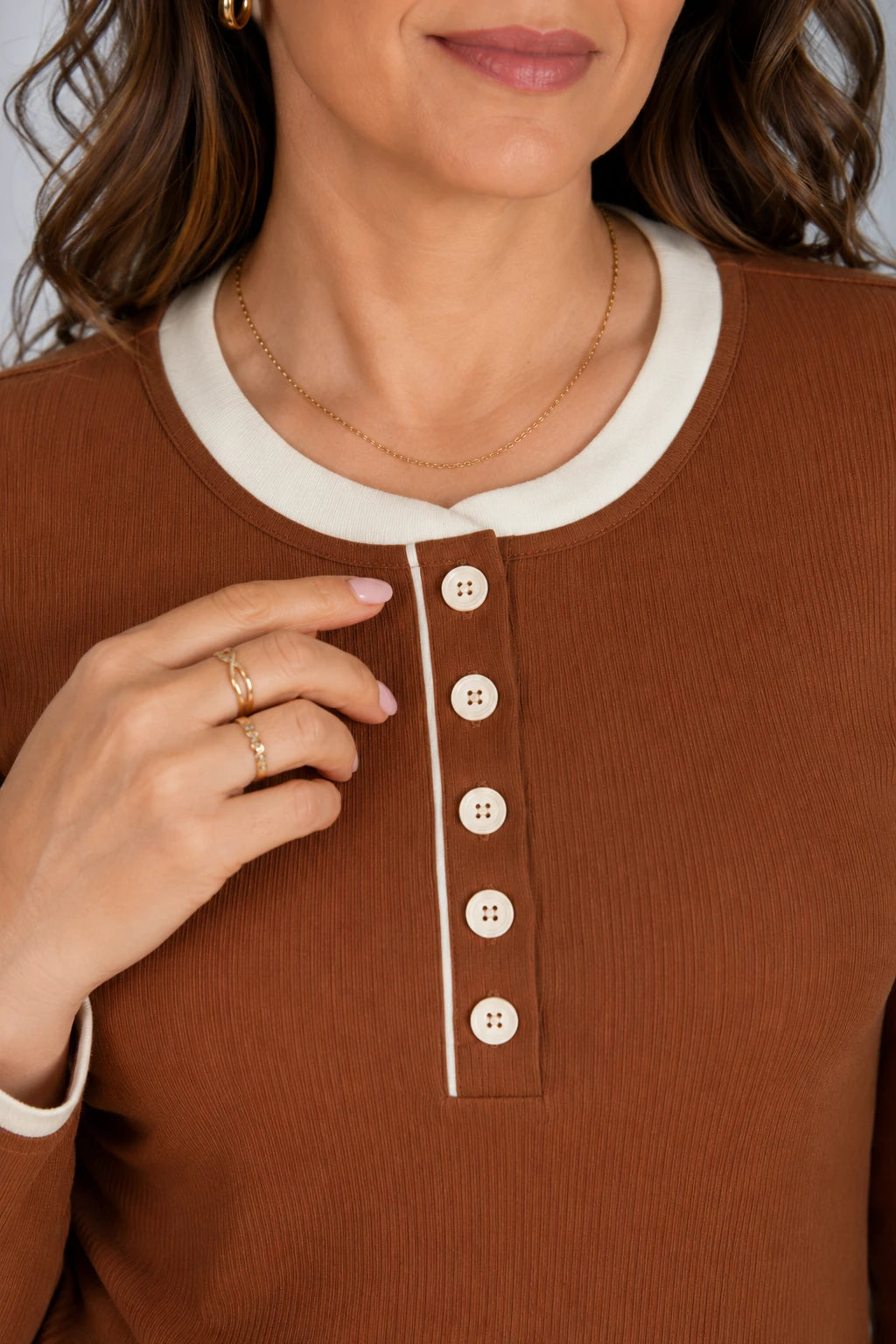 Blusa Cotton Lycra Confortável Helena Marrom