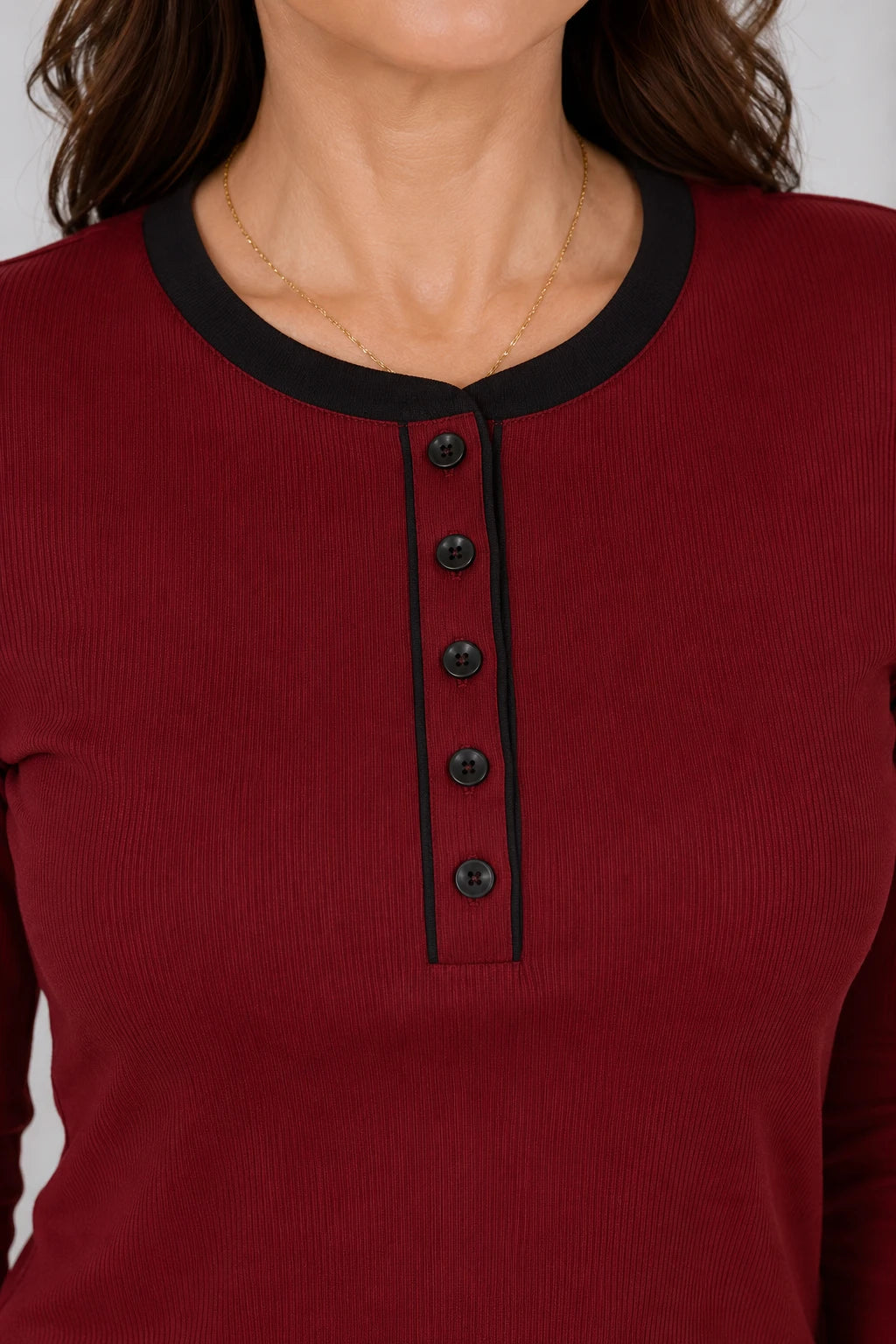 Blusa Cotton Lycra Confortável Helena Marsala