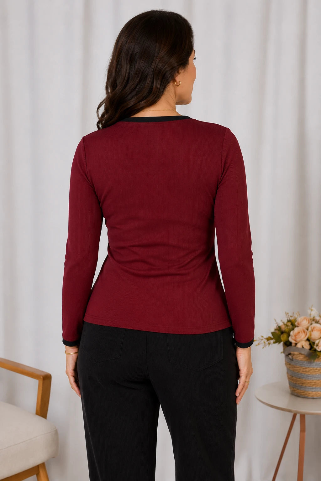 Blusa Cotton Lycra Confortável Helena Marsala
