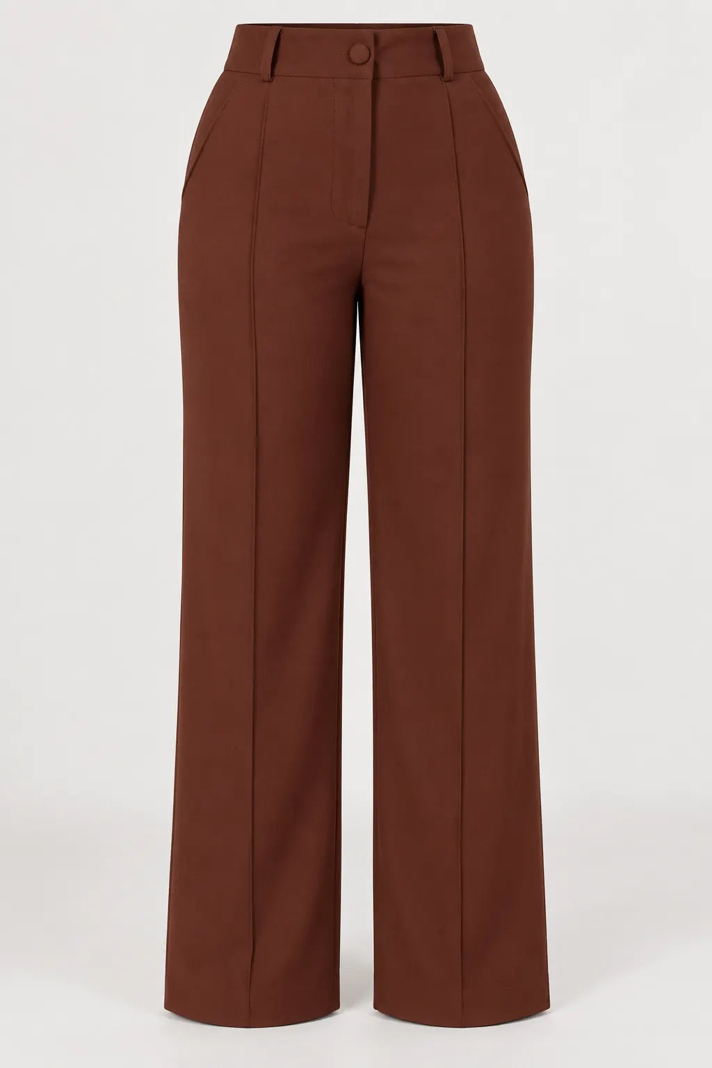 Calça Corte Reto em Crepe Confort Juliane Marrom