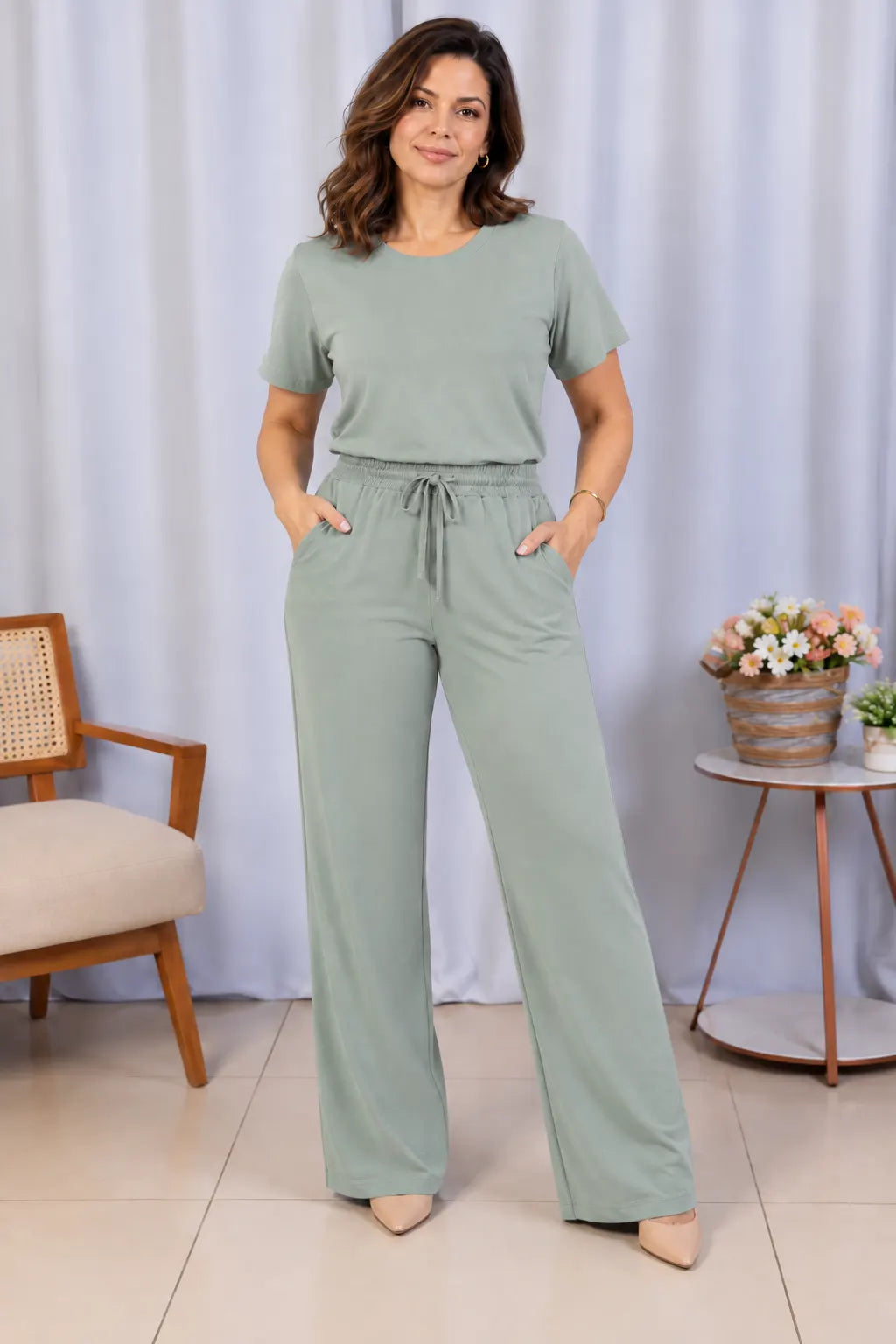 Calça Corte Reto em Malha Knit Lorena Verde — lorena verde c (8).webp