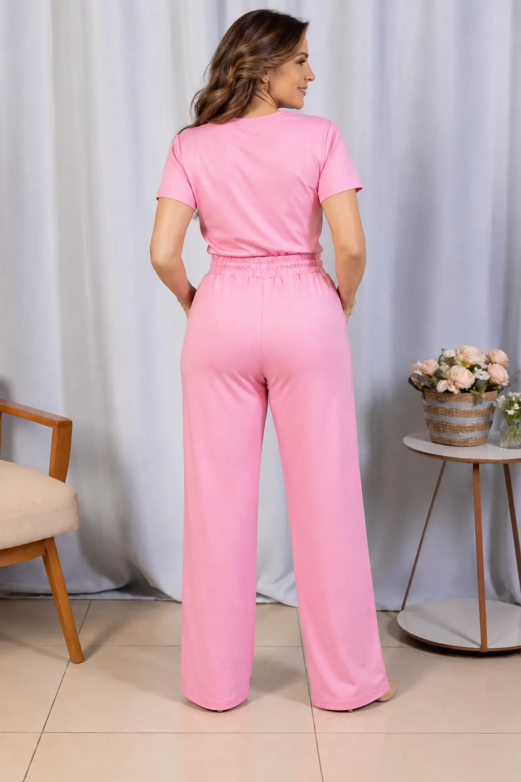 Calça Corte Reto em Malha Knit Lorena Rosa — lorena rosa c (7).webp