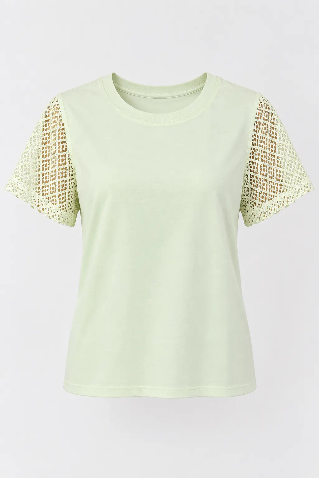 Blusa em Cotton Lycra com Manga em Renda Efeito Crochê Madalena Verde — madalena verde (6).webp
