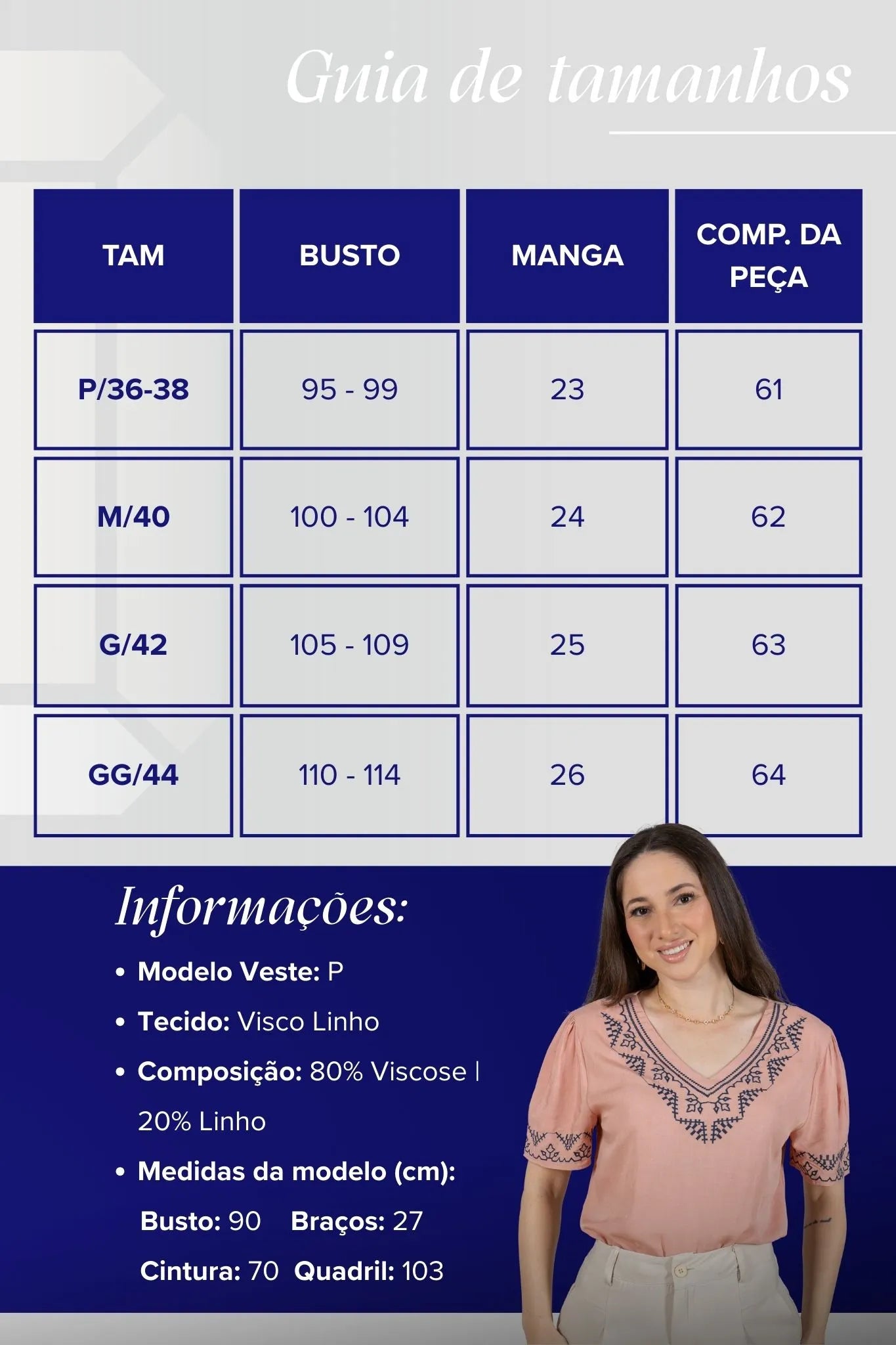 Blusa Manga Curta Detalhe Colo Bordado Visco Linho Jaqueline Rosa