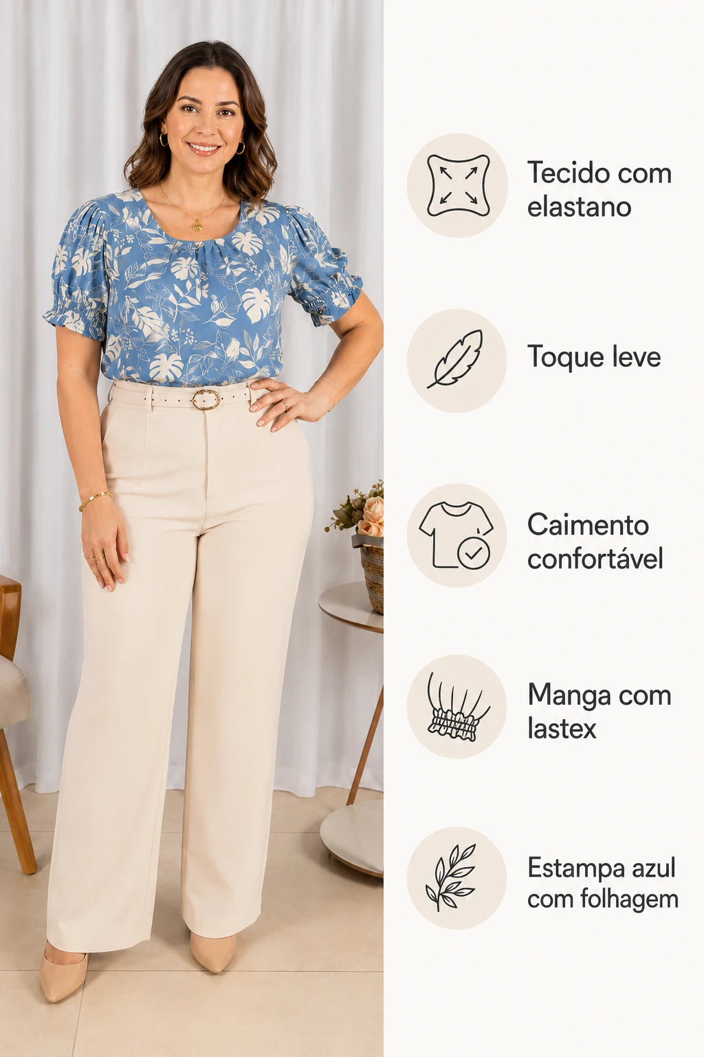 Blusa Crepe Classic que Não Amassa Joana Azul