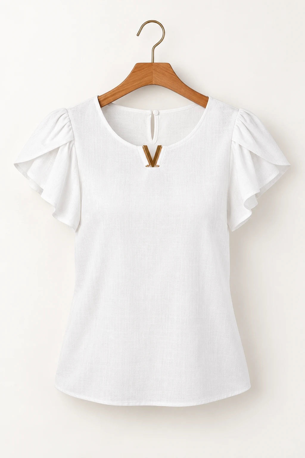 Blusa Manga Curta Transpassada Decote V Laiara Branca