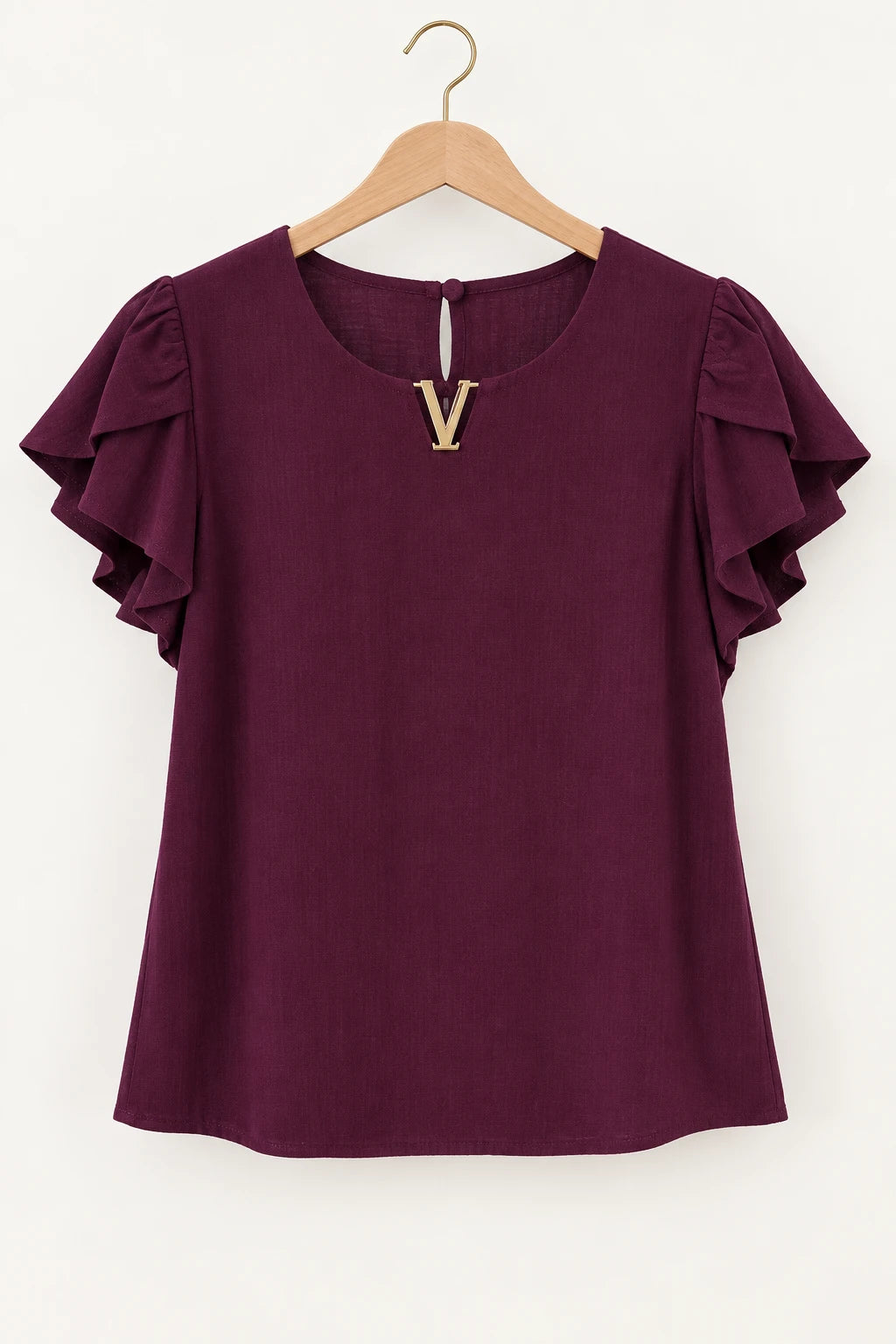 Blusa Manga Curta Transpassada Decote V Laiara Roxa