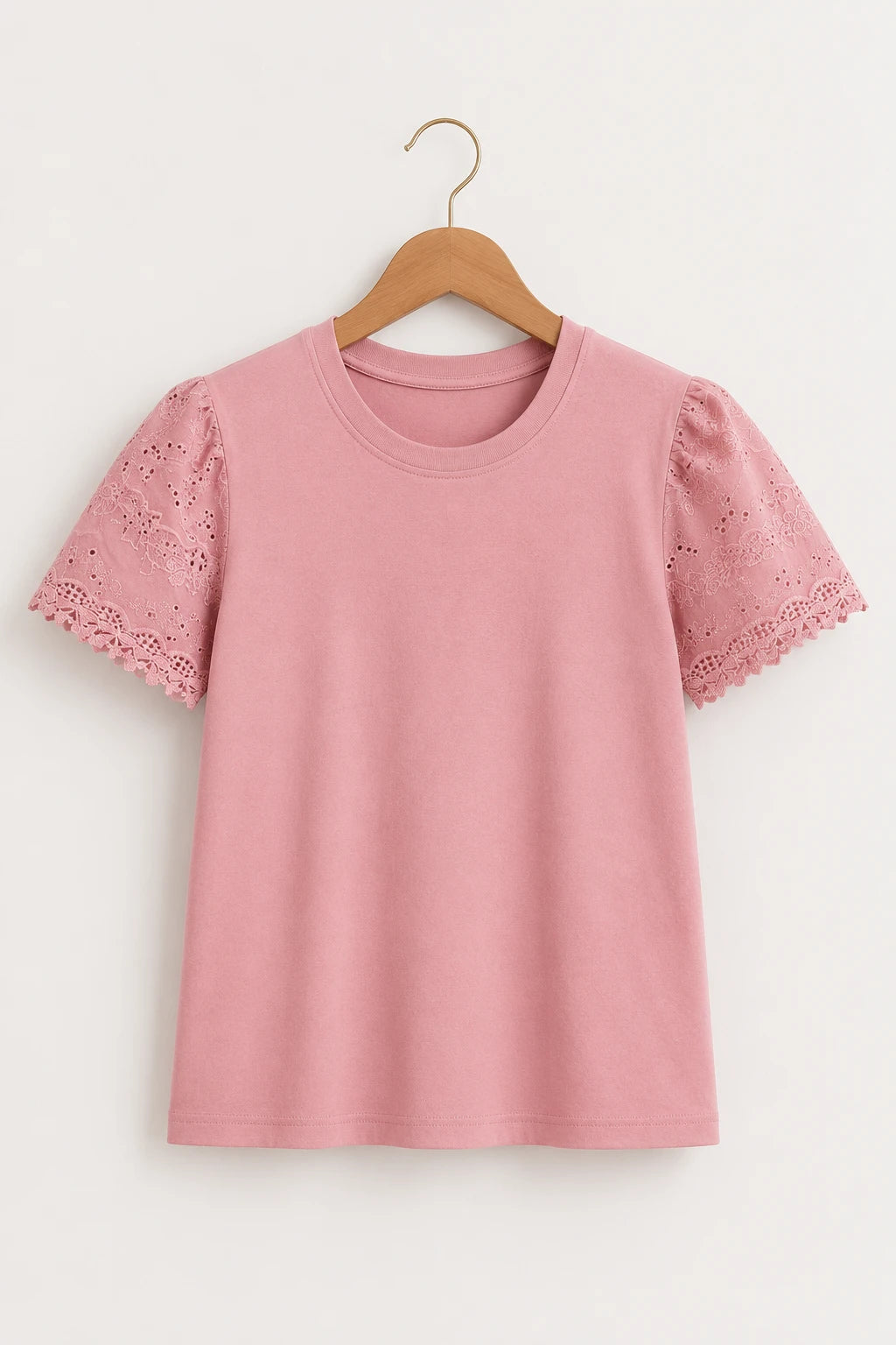 Blusa Cotton Lycra com Manga Delicada Leia Rosa