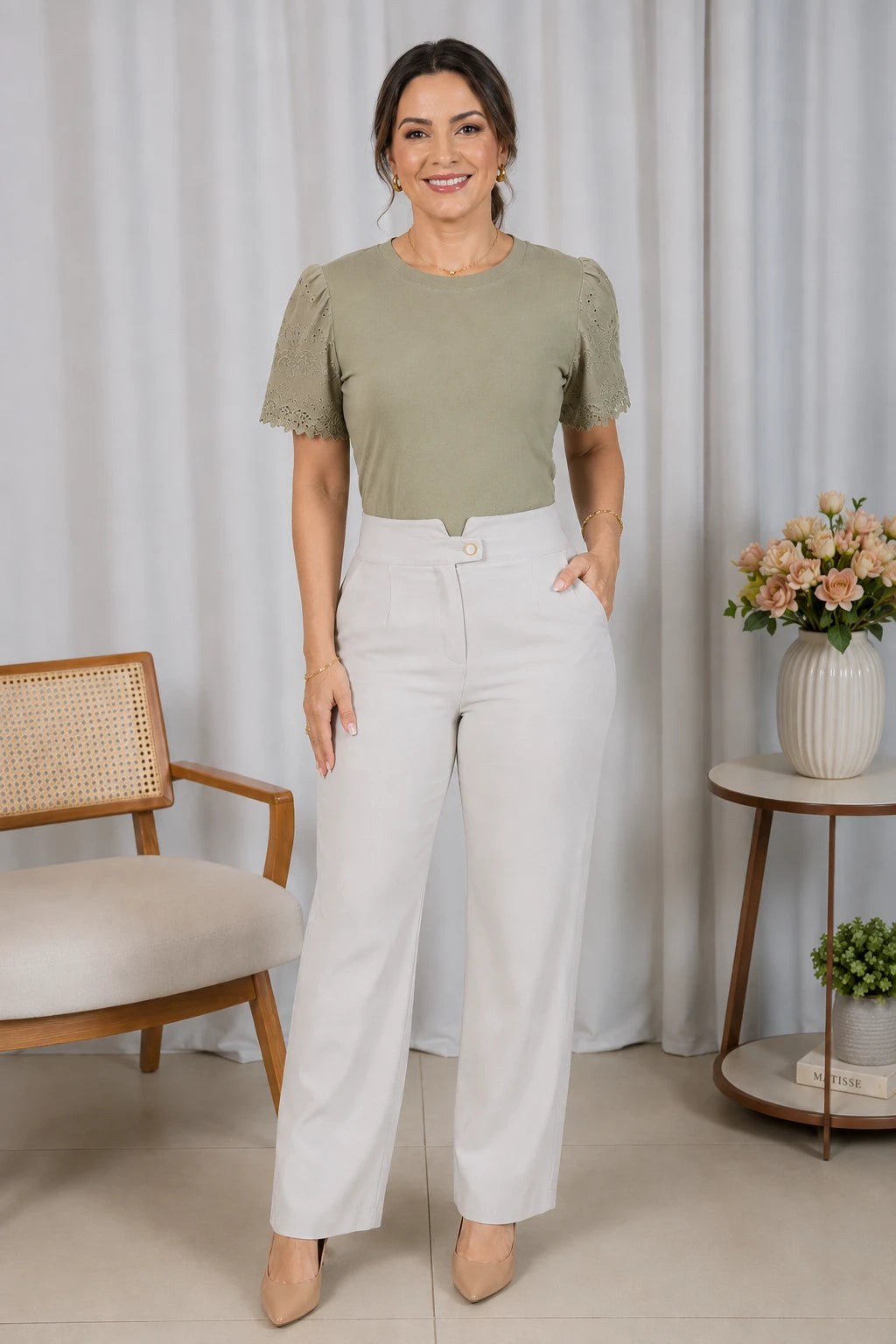 Blusa Cotton Lycra com Manga Delicada Leia Verde