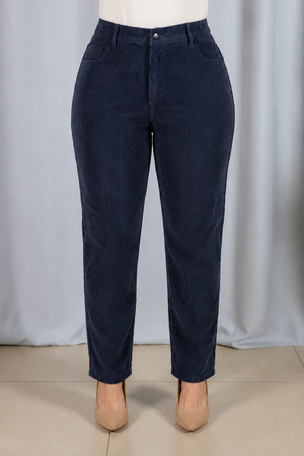 Calça Cotelê Corte Reto Lupita Azul Marinho