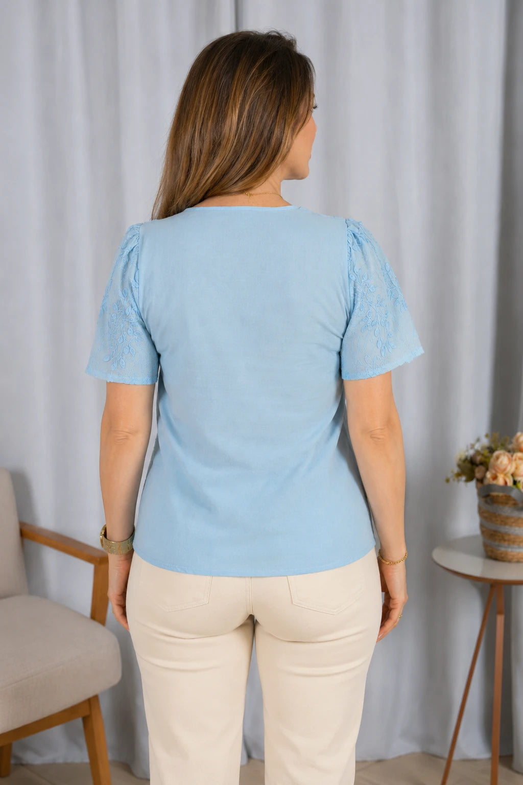 Blusa Laise Leve e Respirável Natália Azul